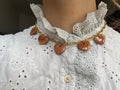 Collier charms coeurs marron effet pierre