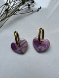 Pampilles cœurs violet & rose pale