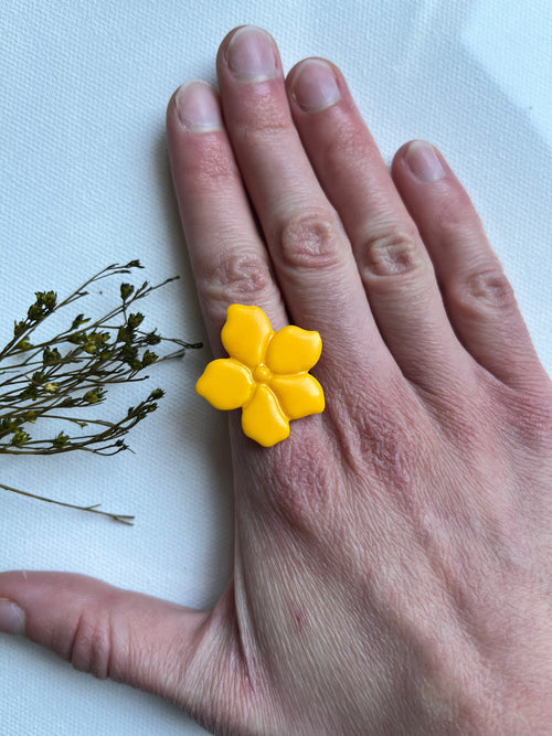 Bague fleur - Jaune soleil
