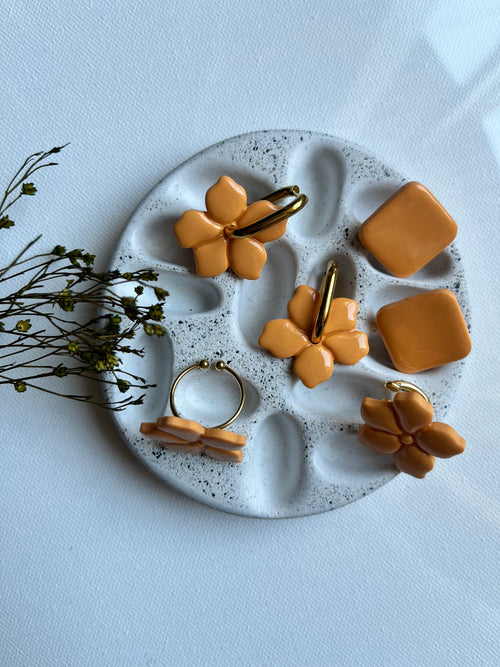 Boucles d’oreilles carrées - Abricot