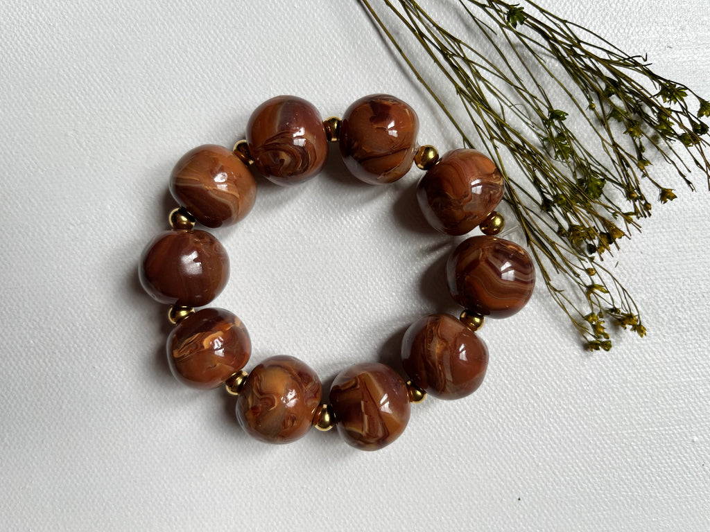Bracelet perles - Marron reflets