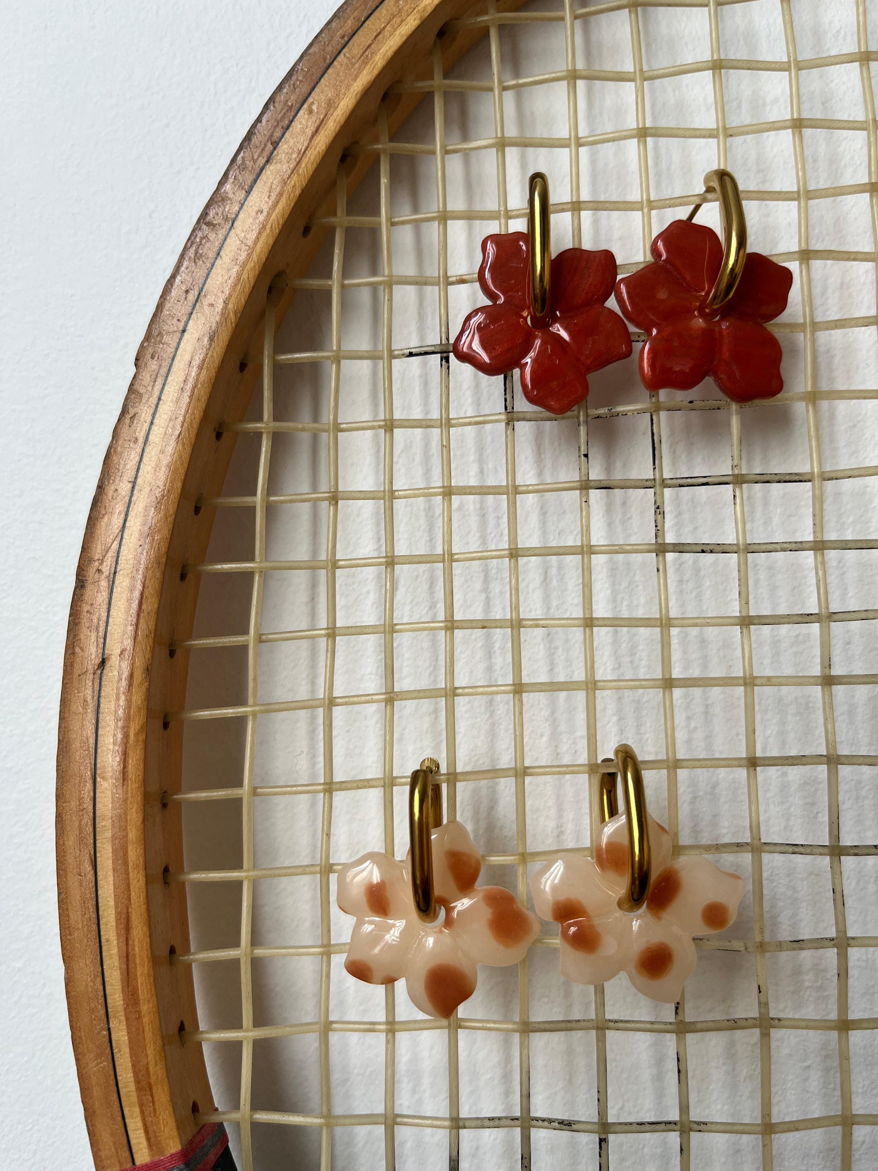 Pampille fleurs - Cuivre / rouge