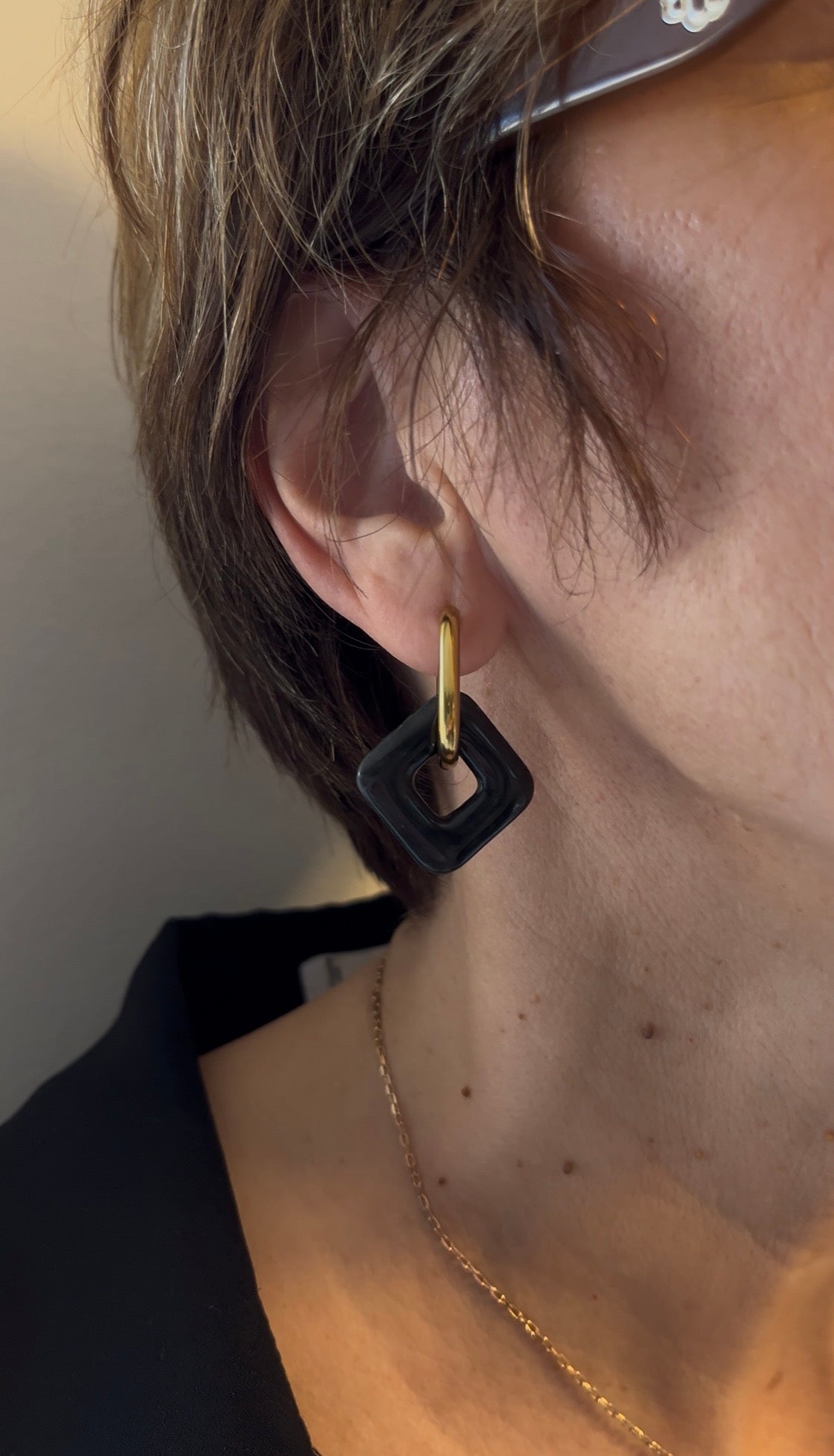 Pampilles carrées - Noir / charbon