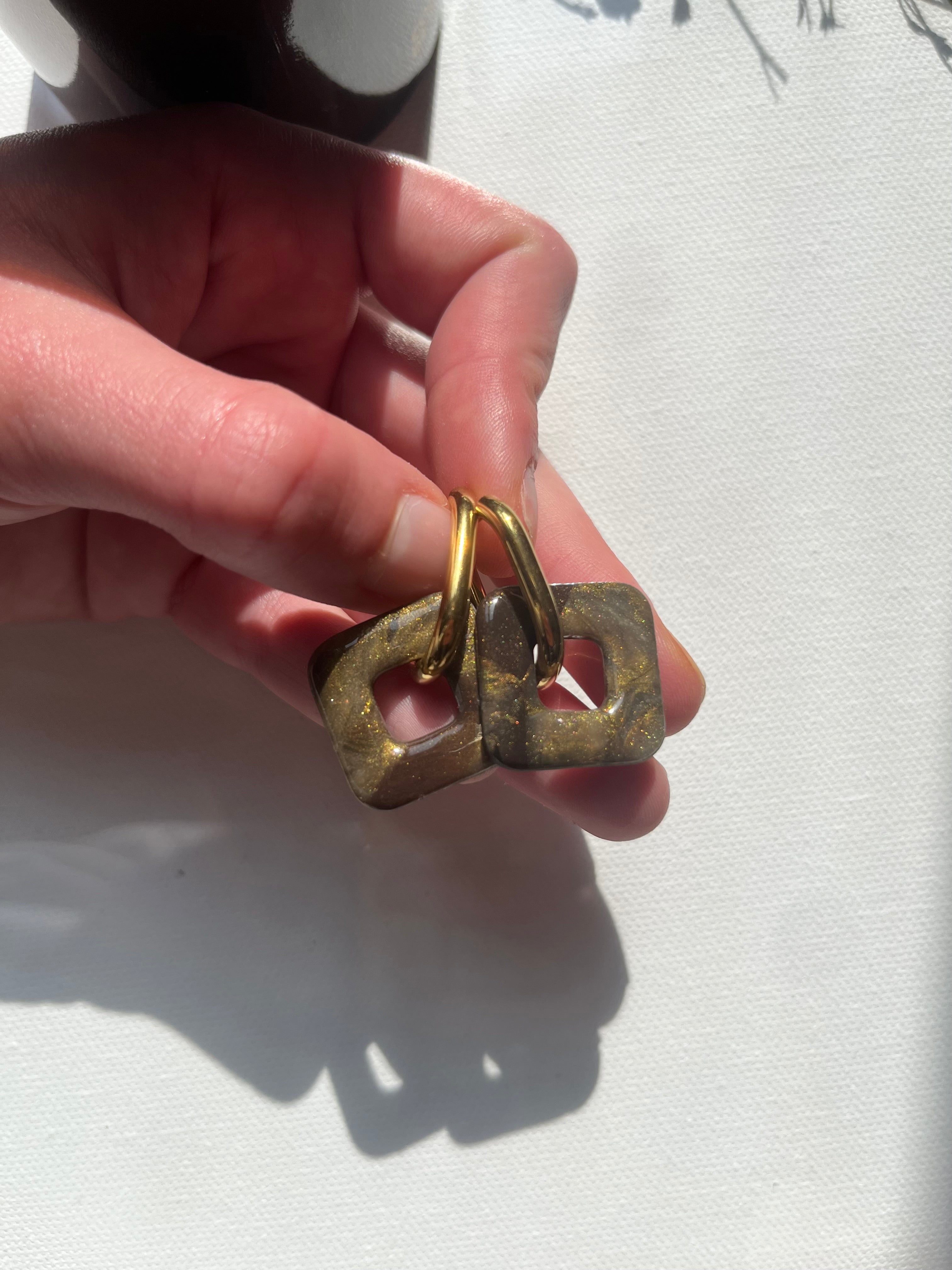 Pampilles carrées - Brun doré