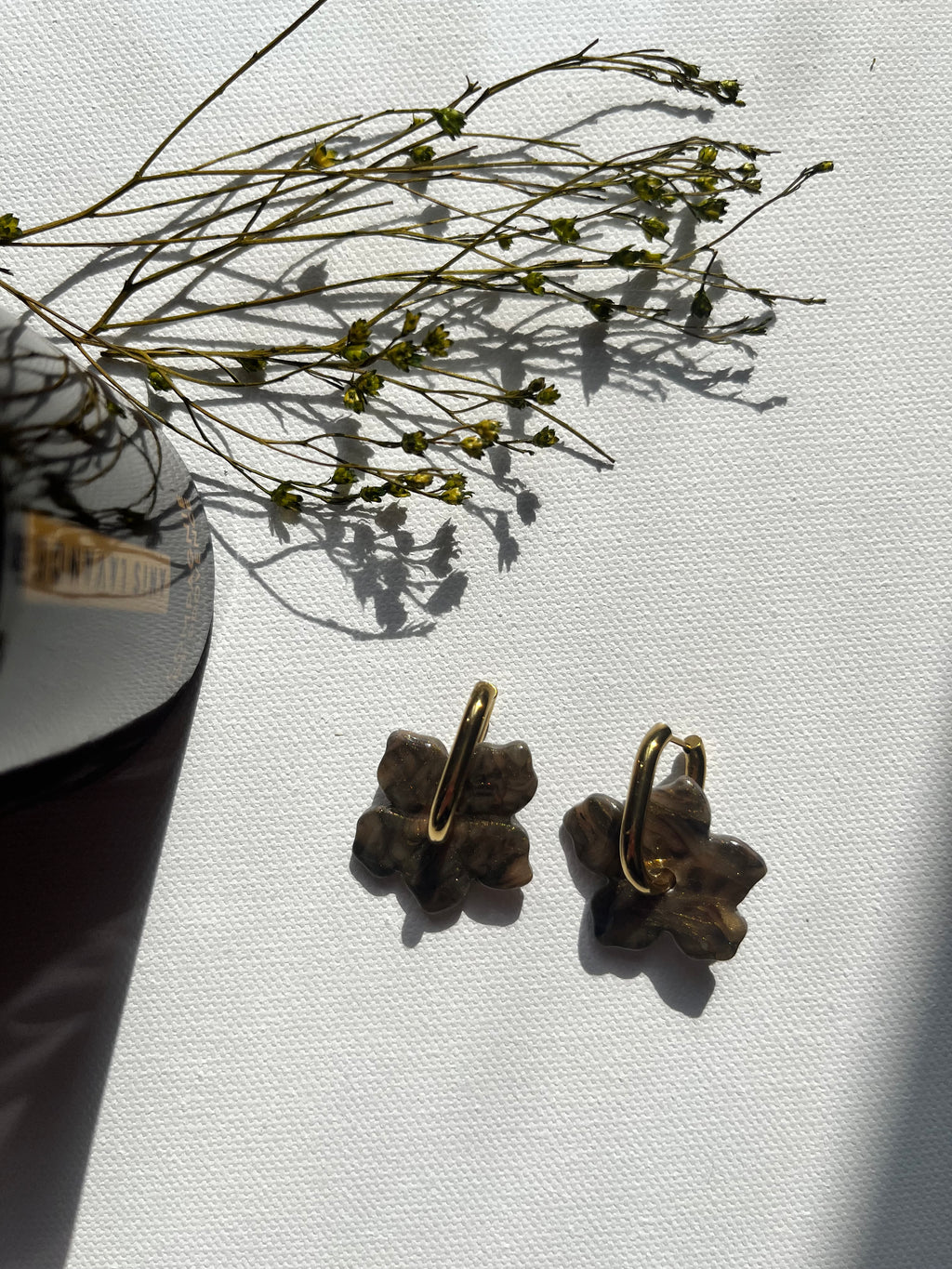 Pampilles fleurs - Gris doré