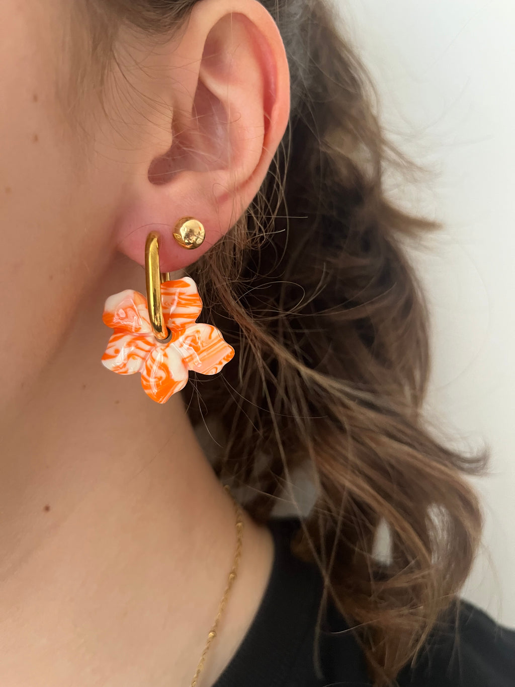Pampilles fleurs - Orange & Blanc