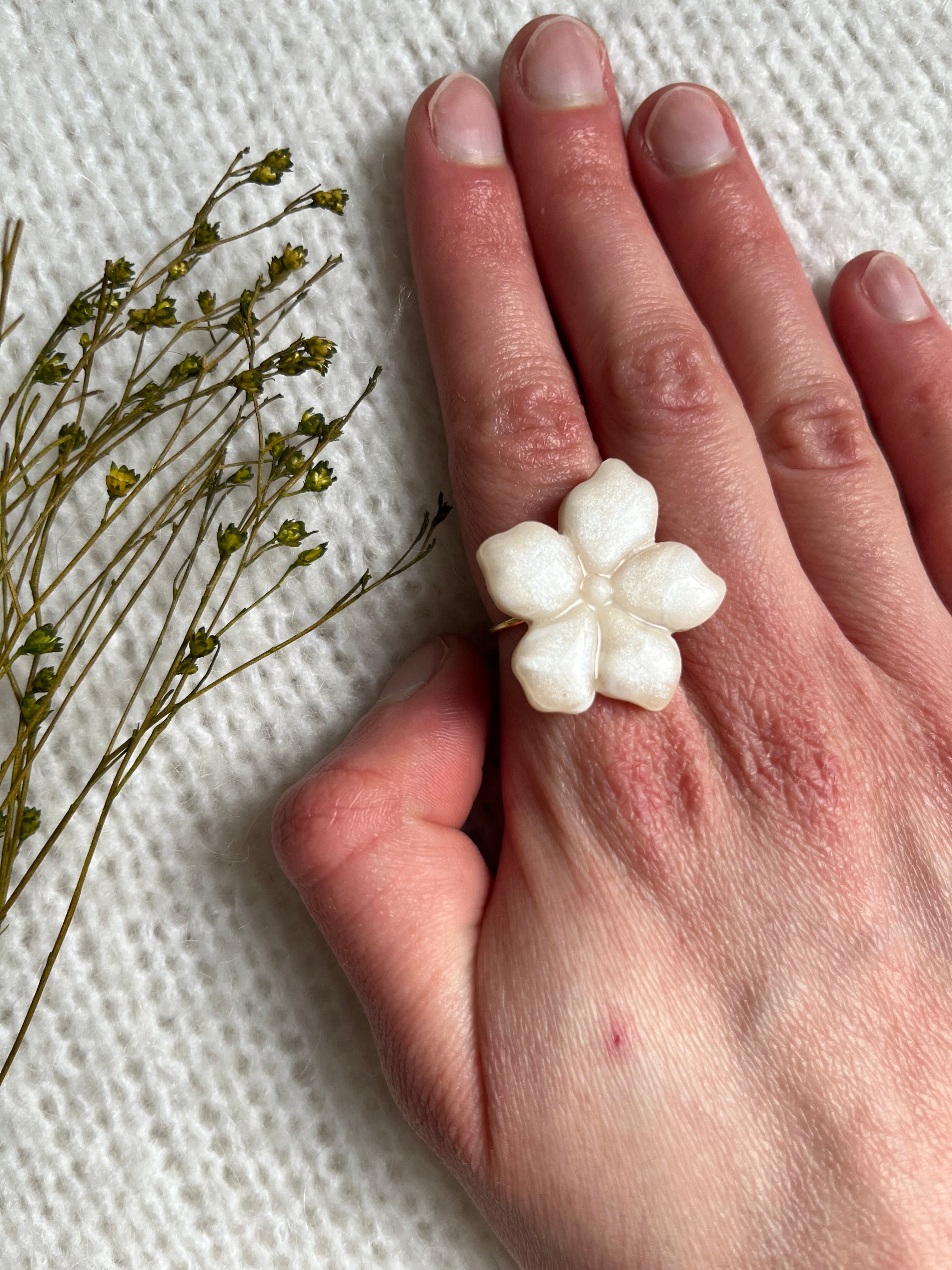 Bague fleur - Nacré