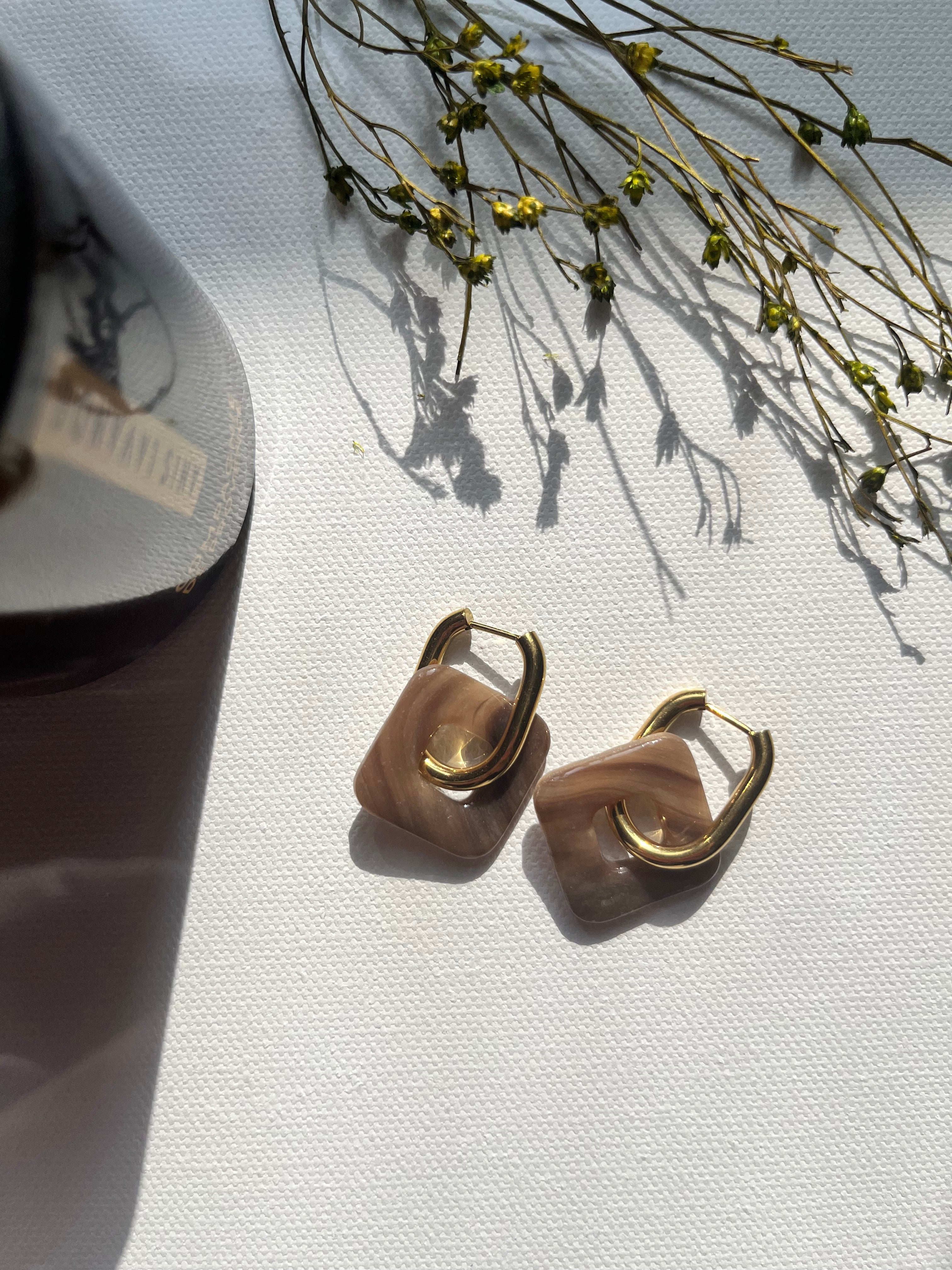 Pampilles carrées - Effet pierre