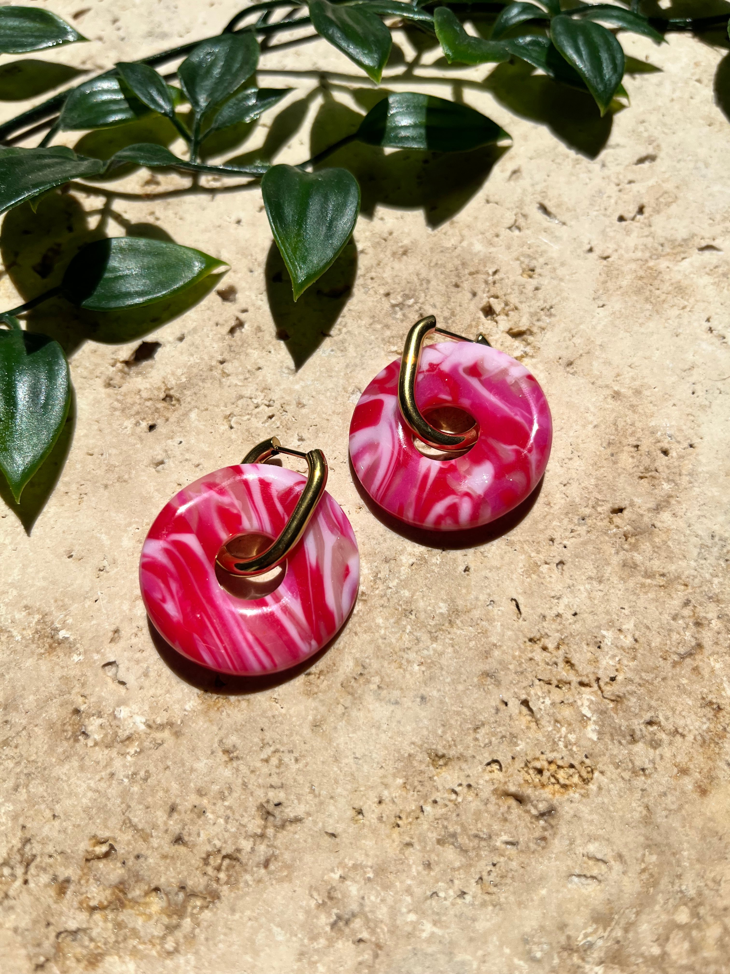 Pampilles donuts - Rose effets rayures