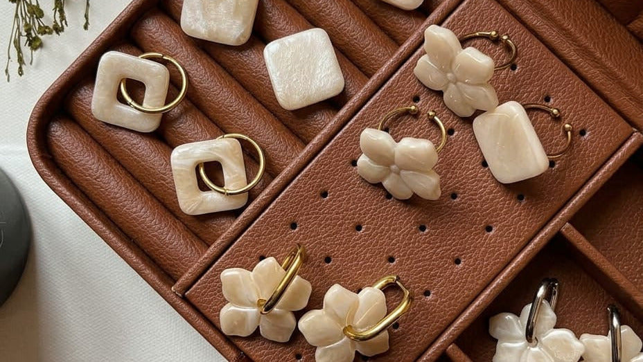 Boucles d’oreilles carrées - Nacré