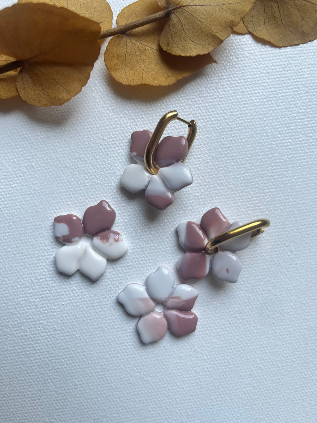 Pampilles fleurs - Blanc & rose
