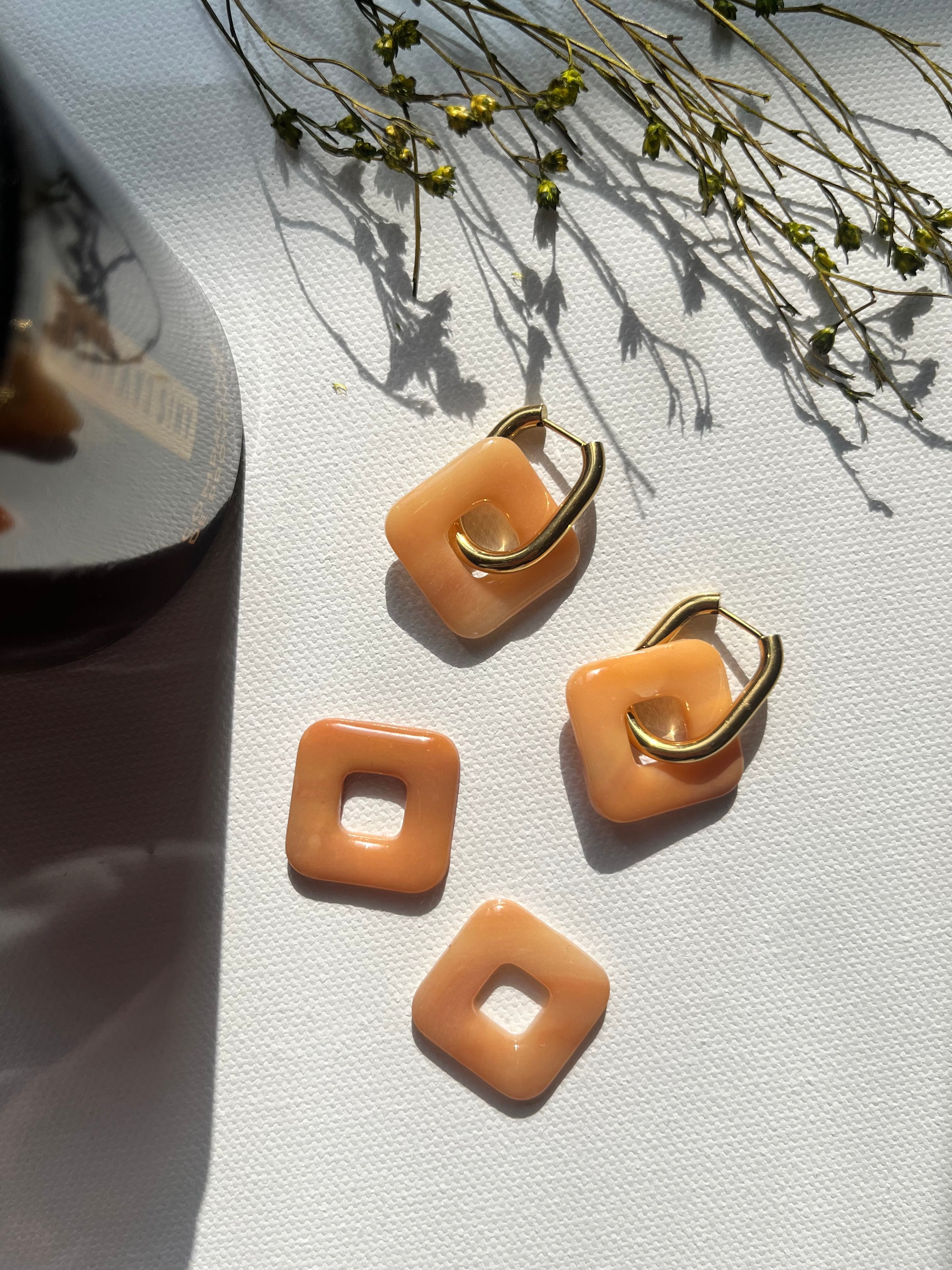 Pampilles carrées - Effet pierre beige