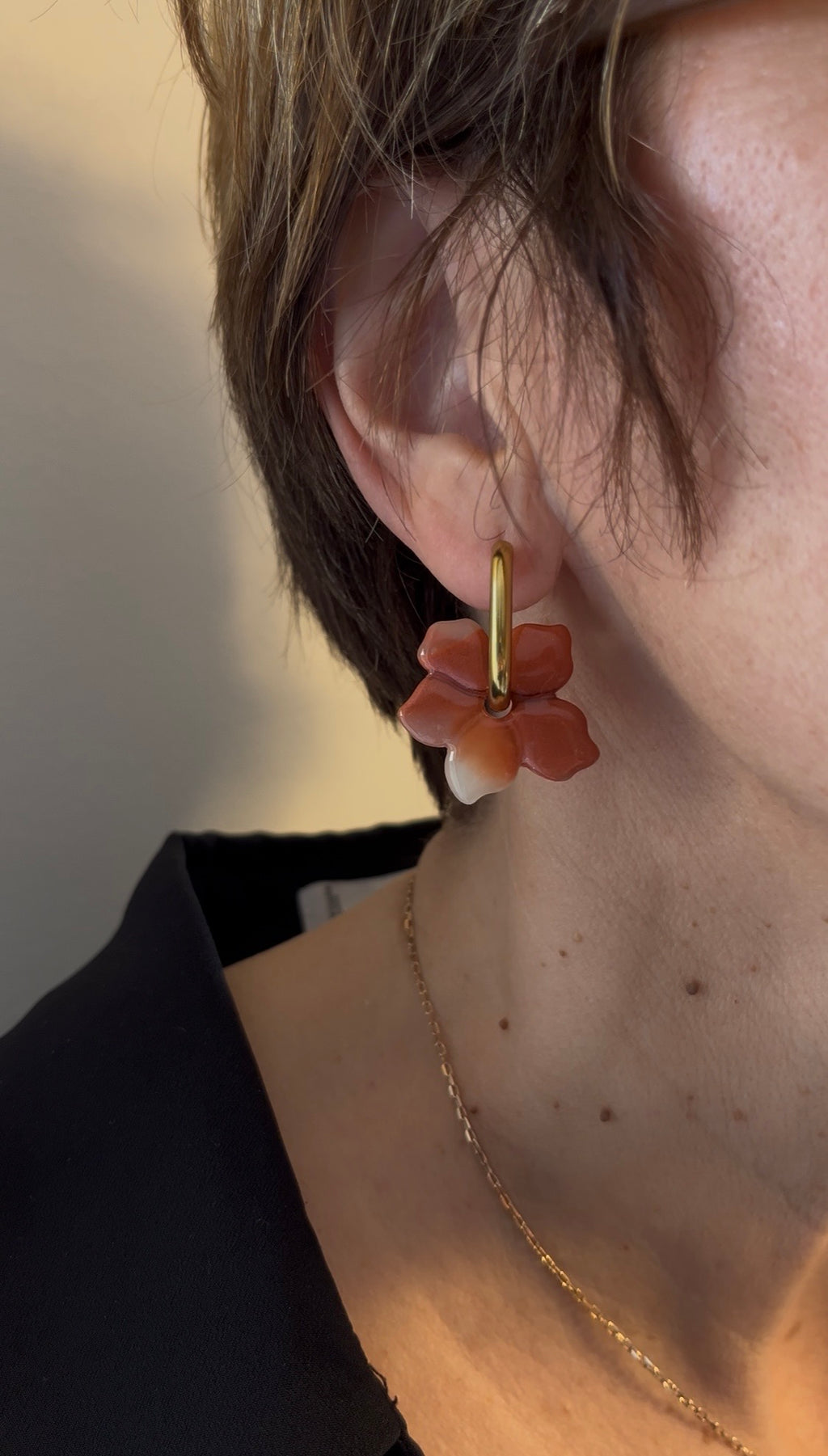 Pampilles fleurs - Blanc & cuivre