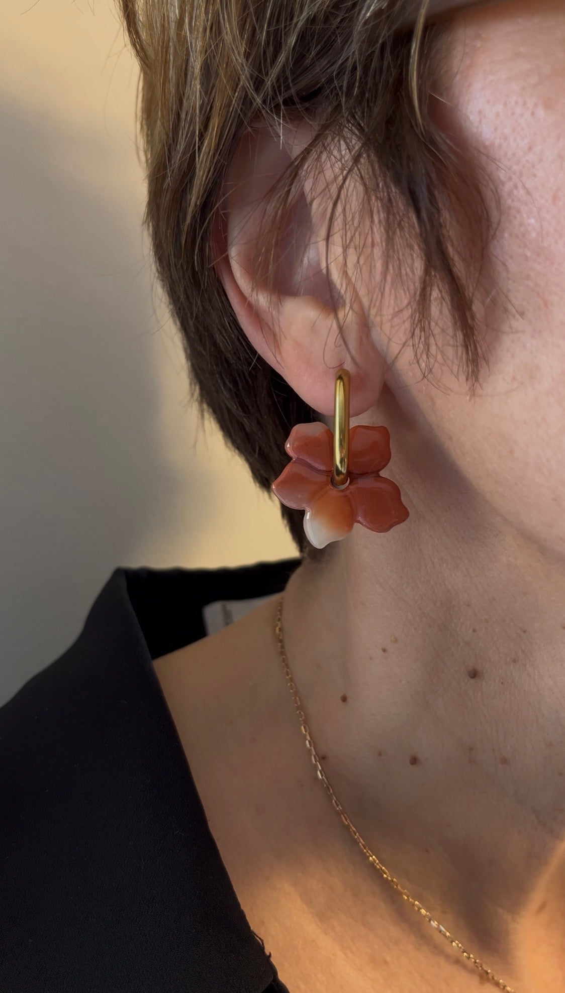 Pampilles fleurs - Blanc & cuivre