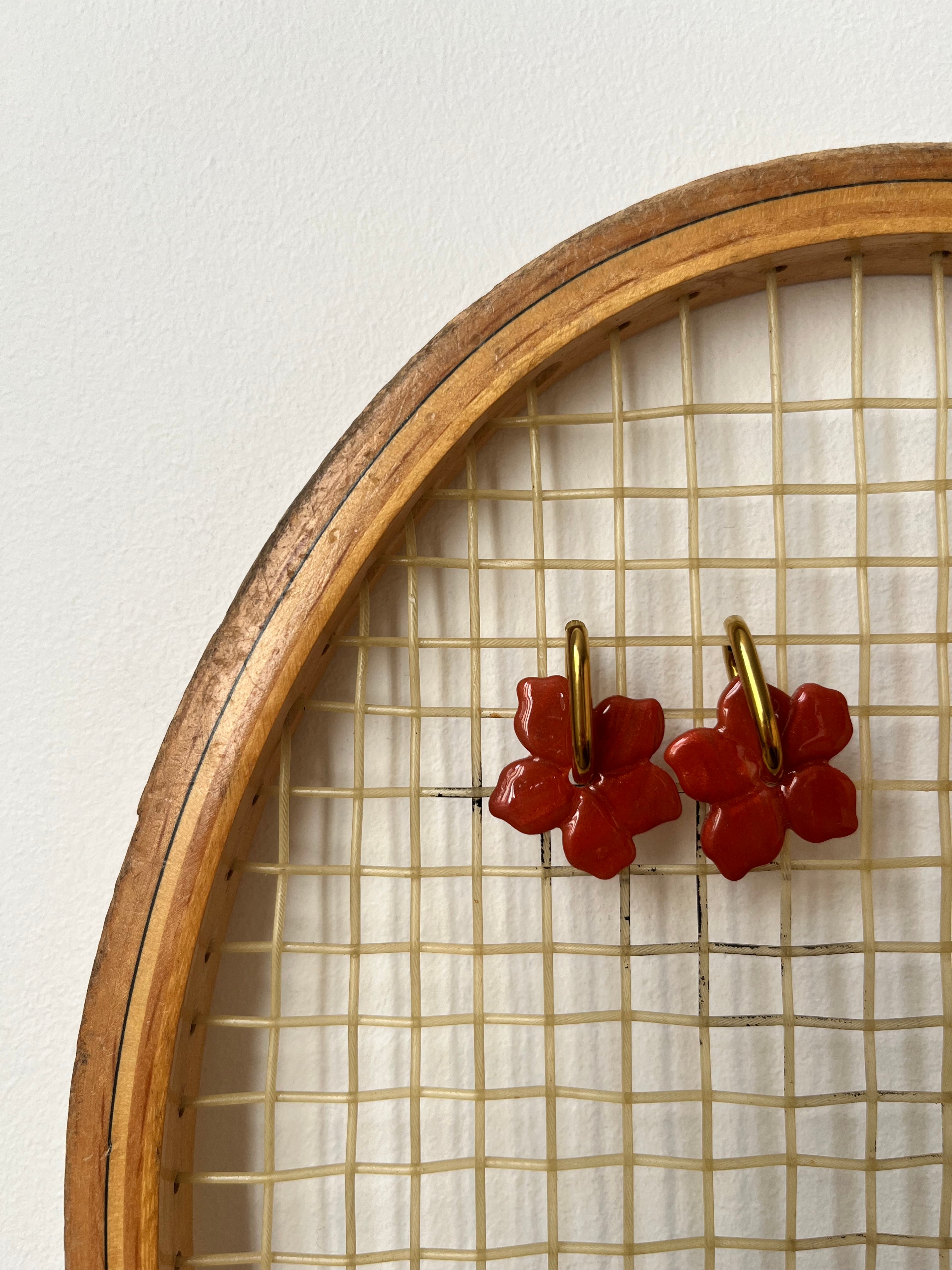 Pampille fleurs - Cuivre / rouge