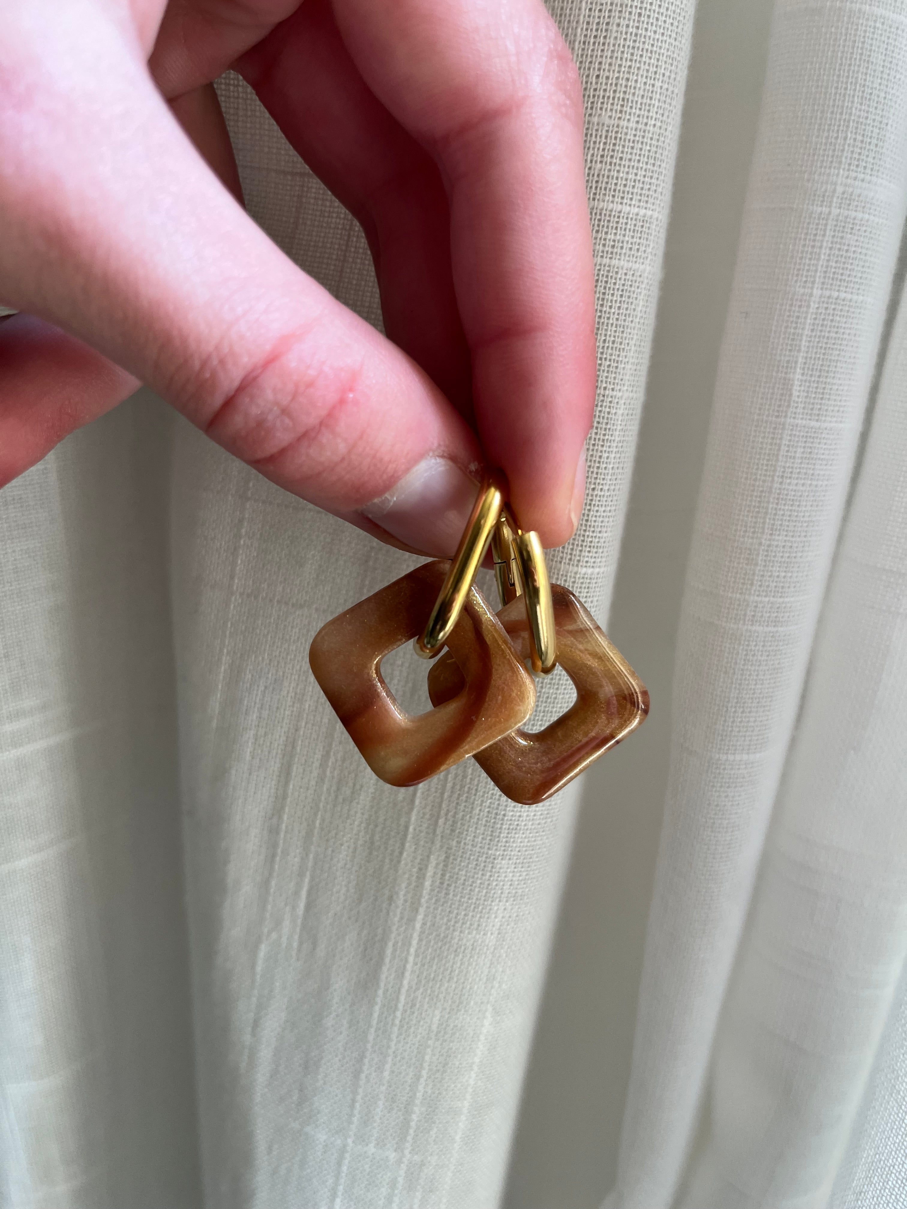 Pampilles carrées - Marron & or