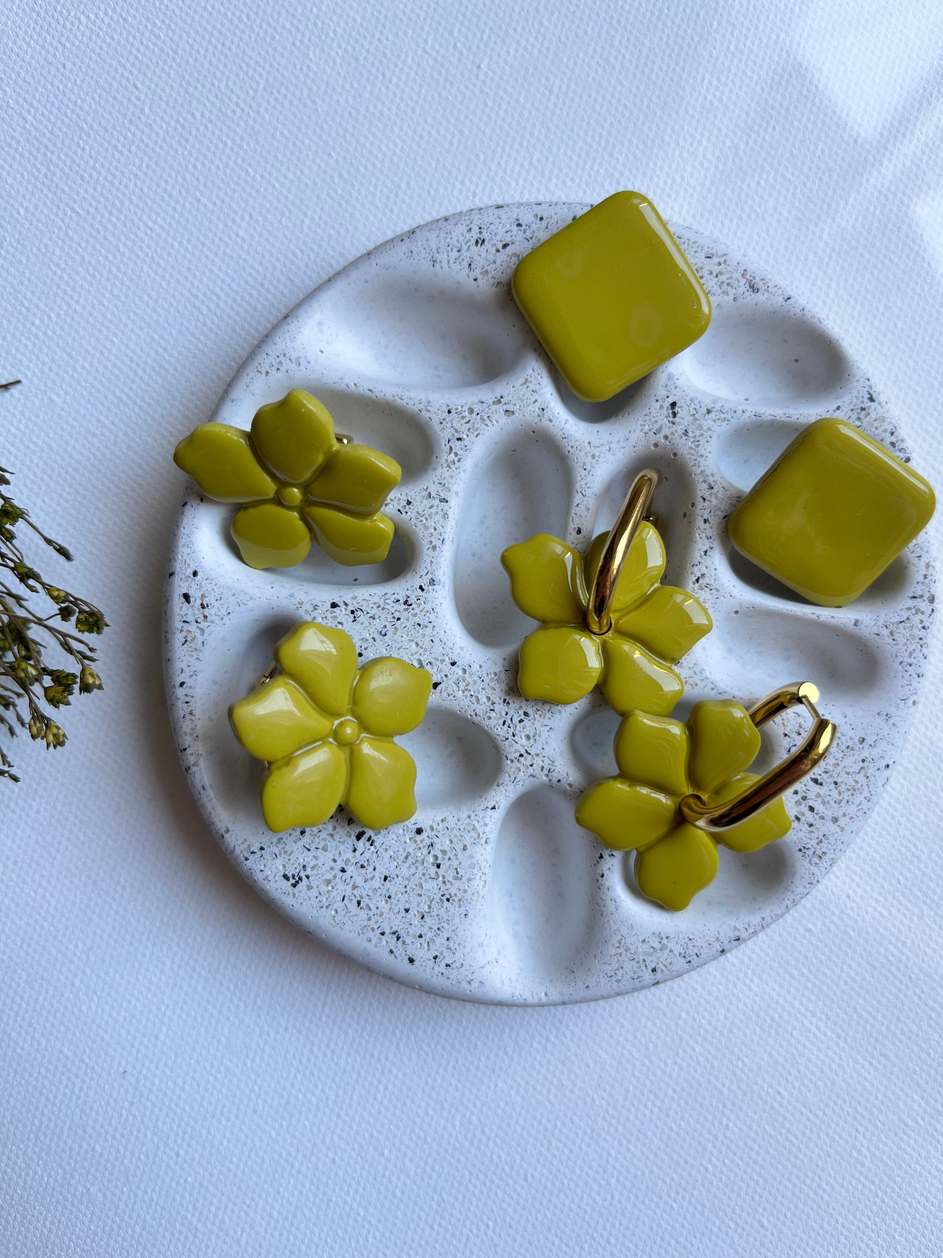 Bague fleur - Vert olive