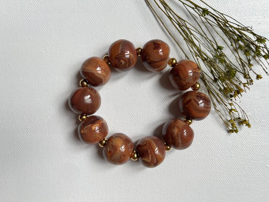 Bracelet perles - Marron reflets