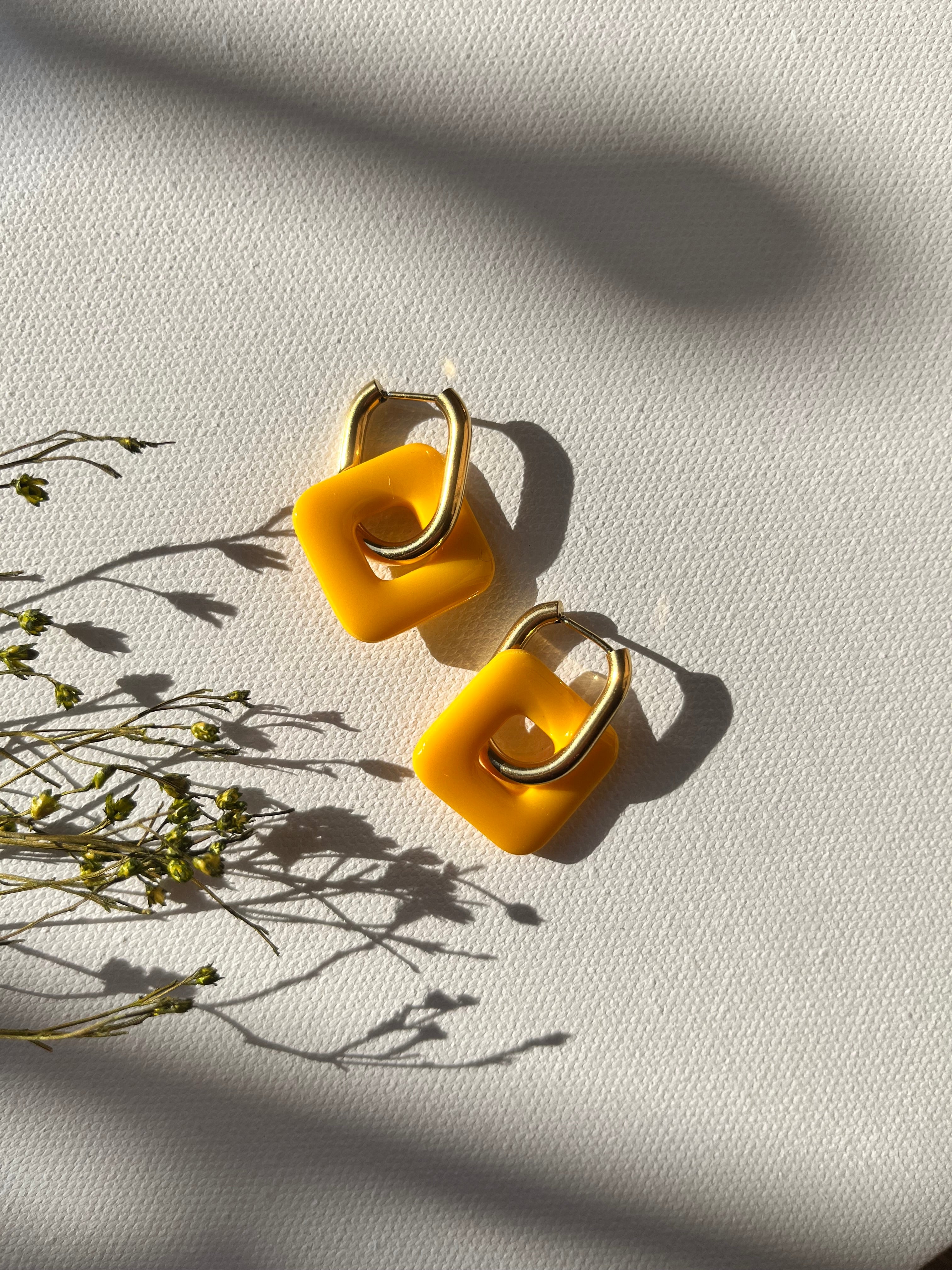 Pampilles carrées - Jaune soleil