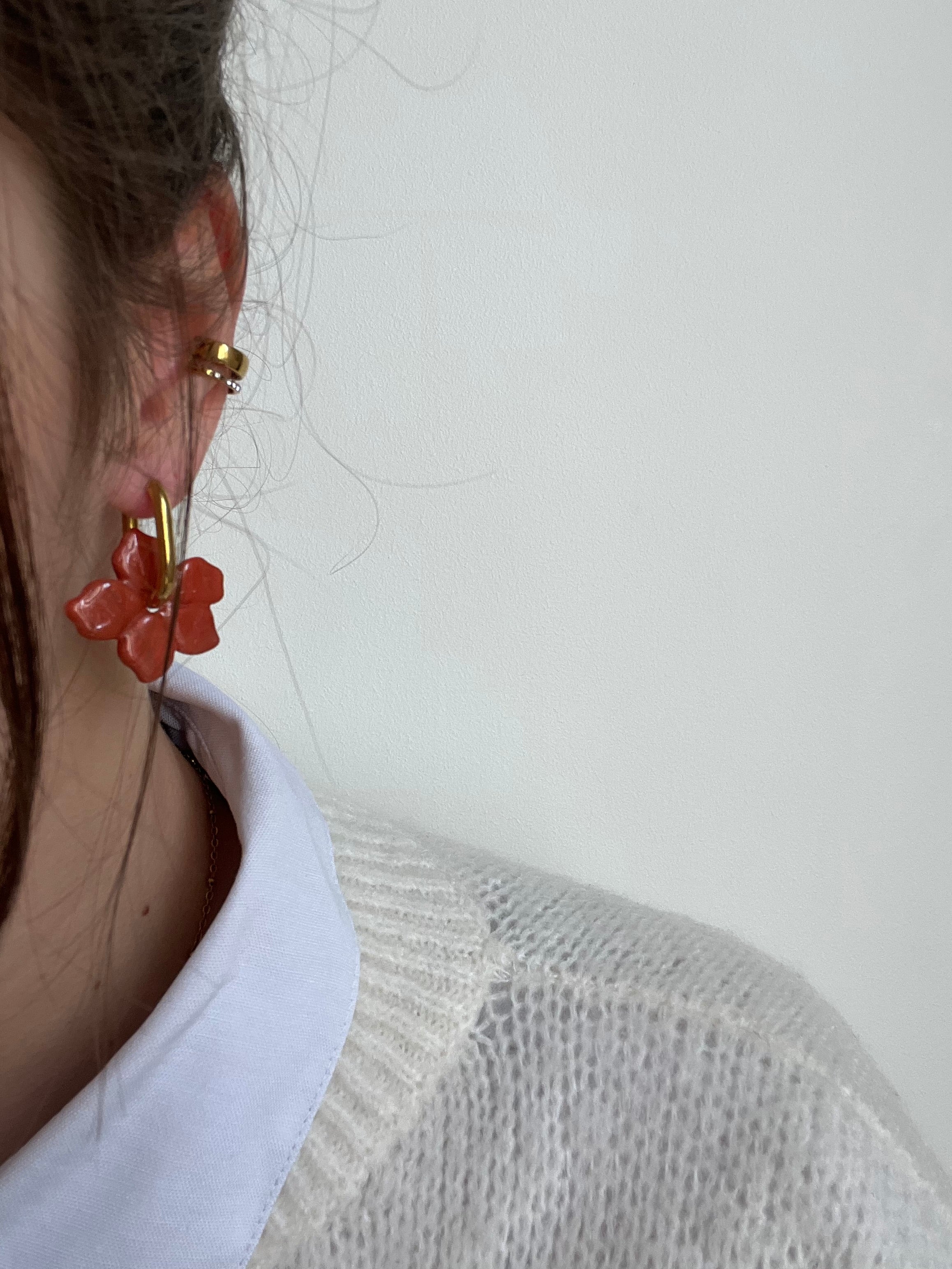 Pampille fleurs - Cuivre / rouge