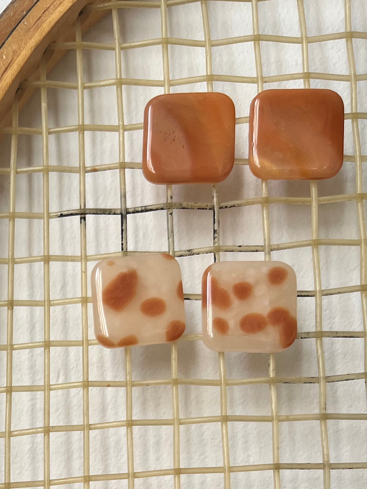 Boucles d’oreilles carrées - Marron dégradé