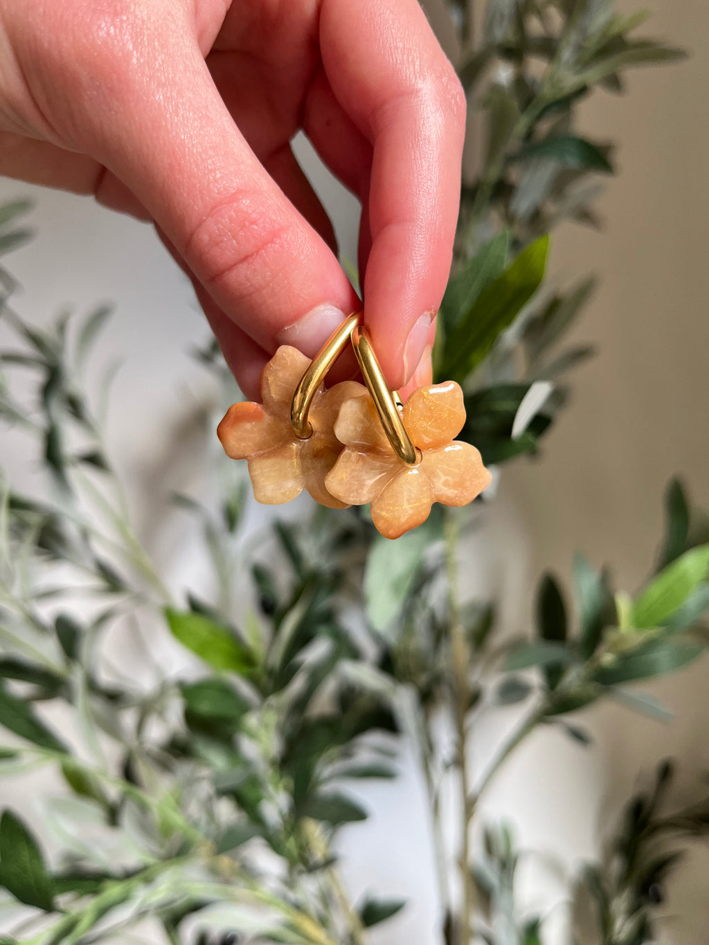 Pampilles fleurs - Effet pierre clair & or