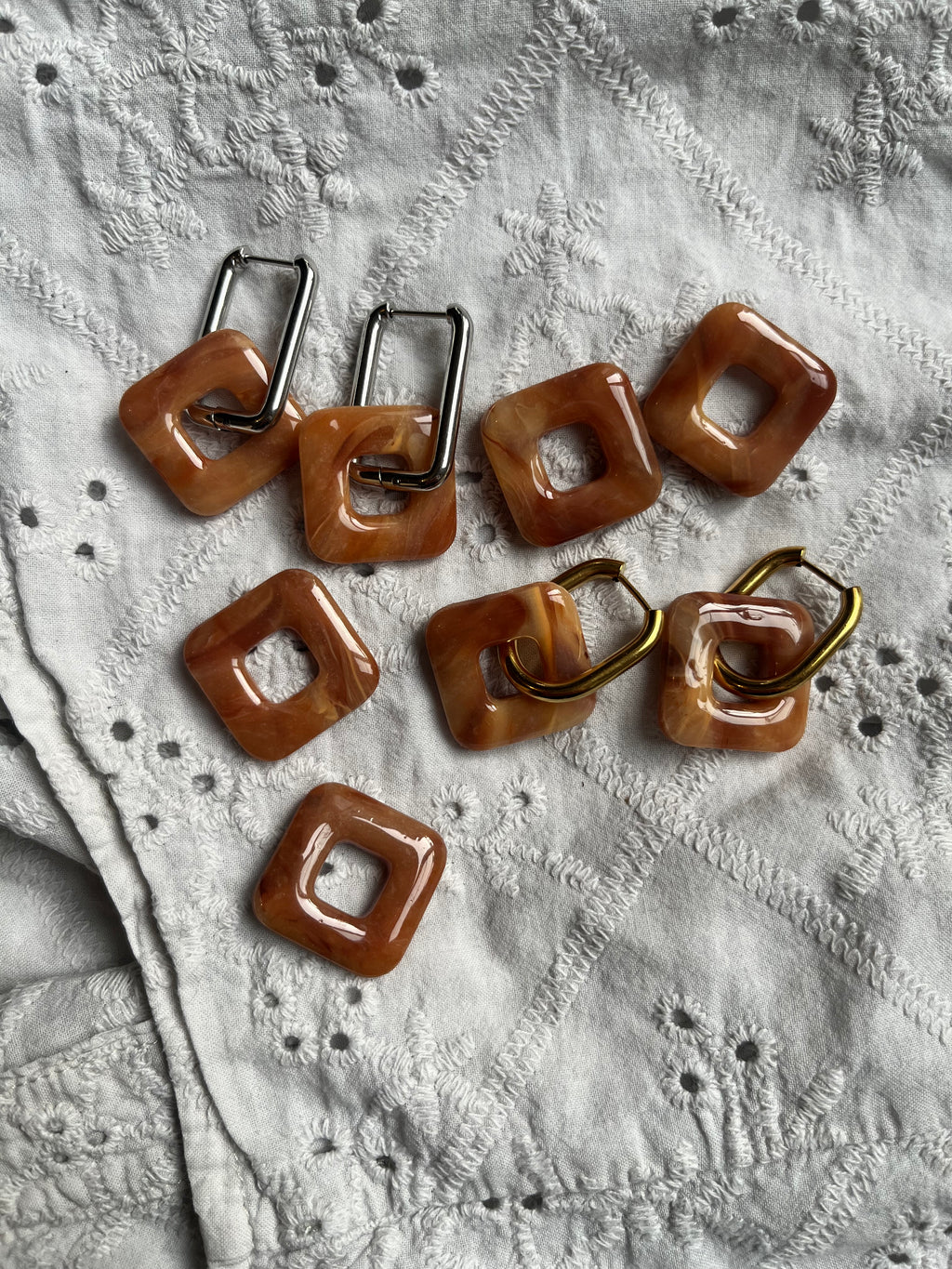 Pampilles carrés - Marron effet pierre