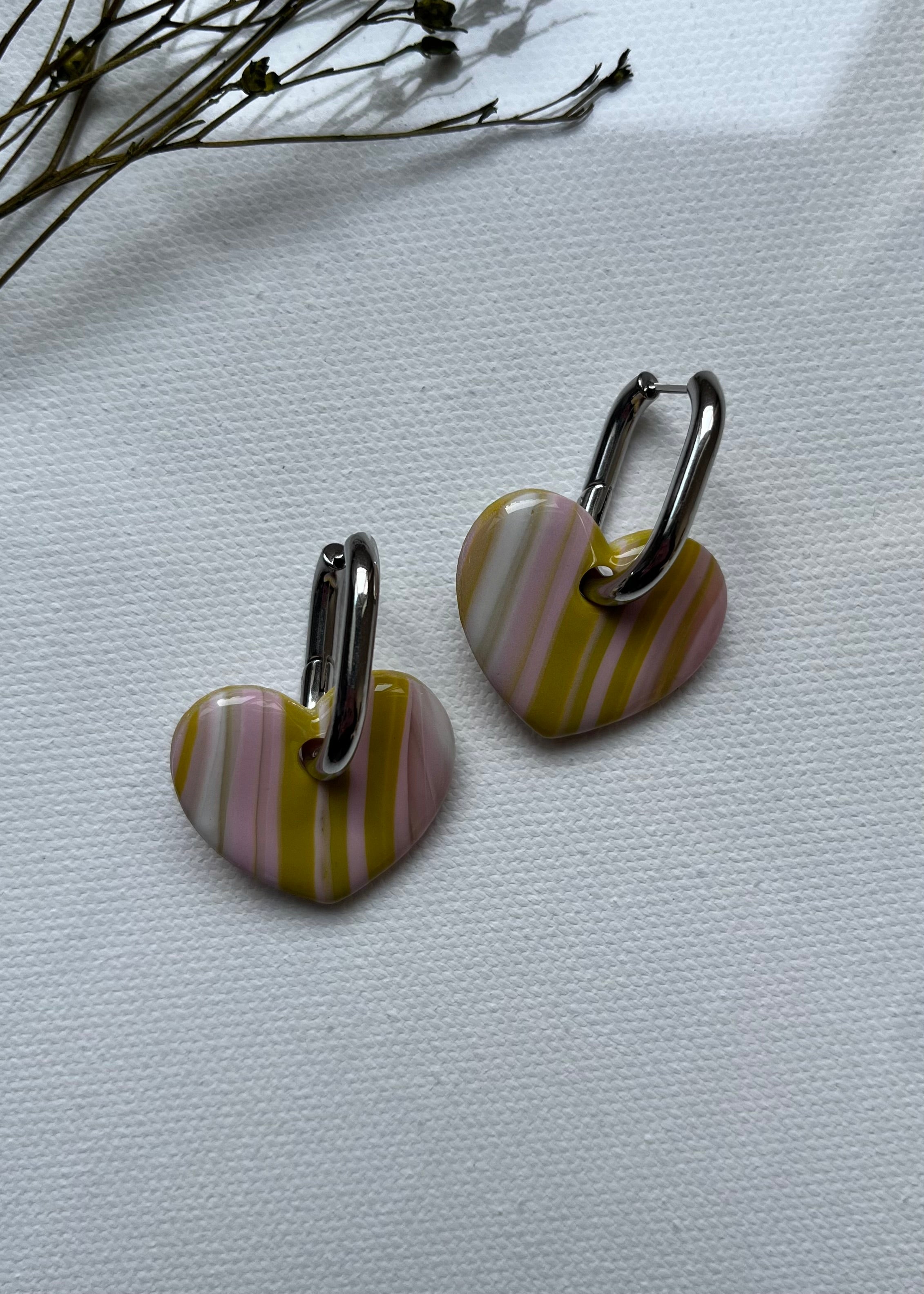 Pampilles cœurs rose & vert & blanc