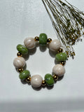 Bracelet perles - Vert & blanc