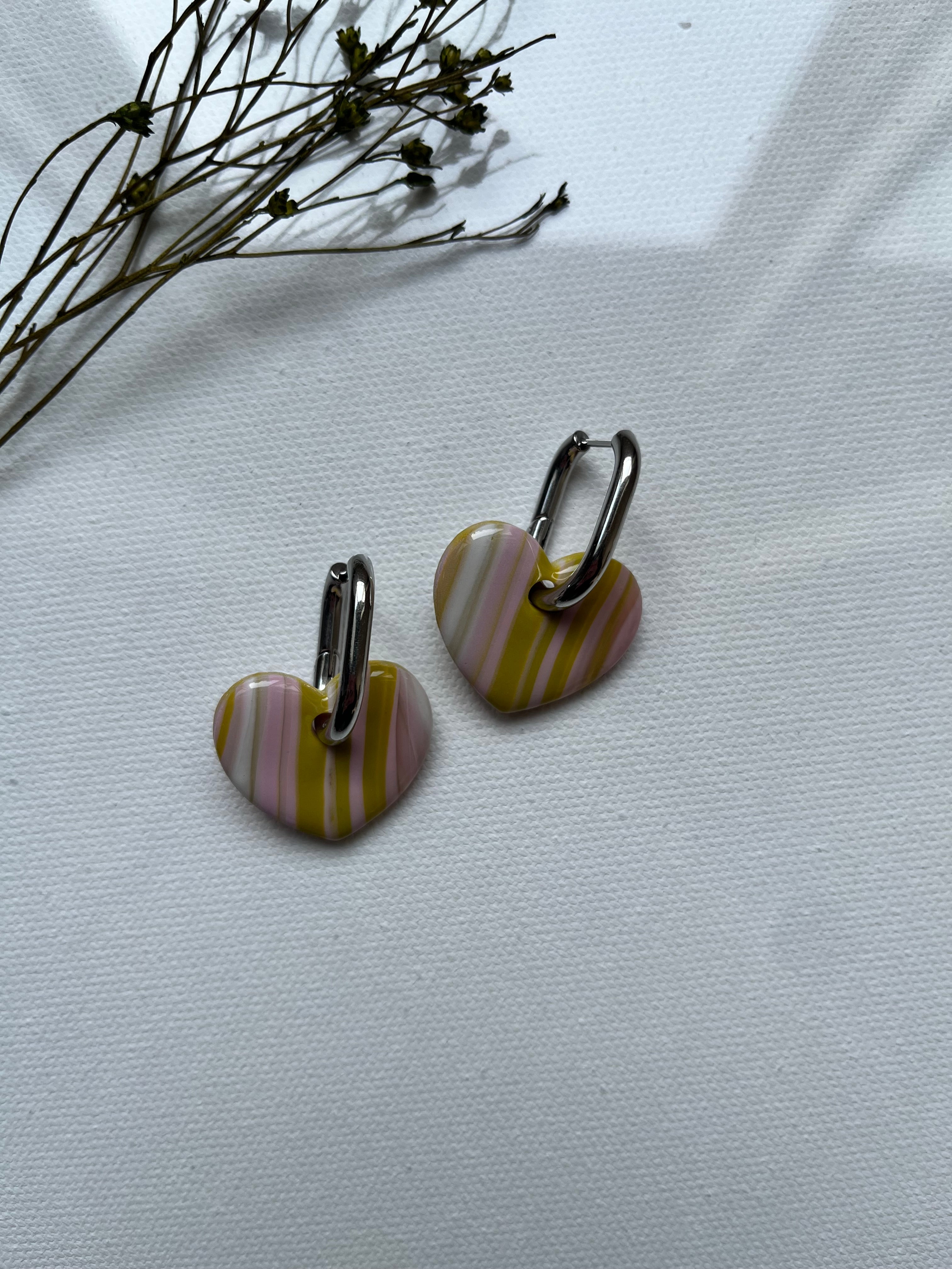 Pampilles cœurs rose & vert & blanc