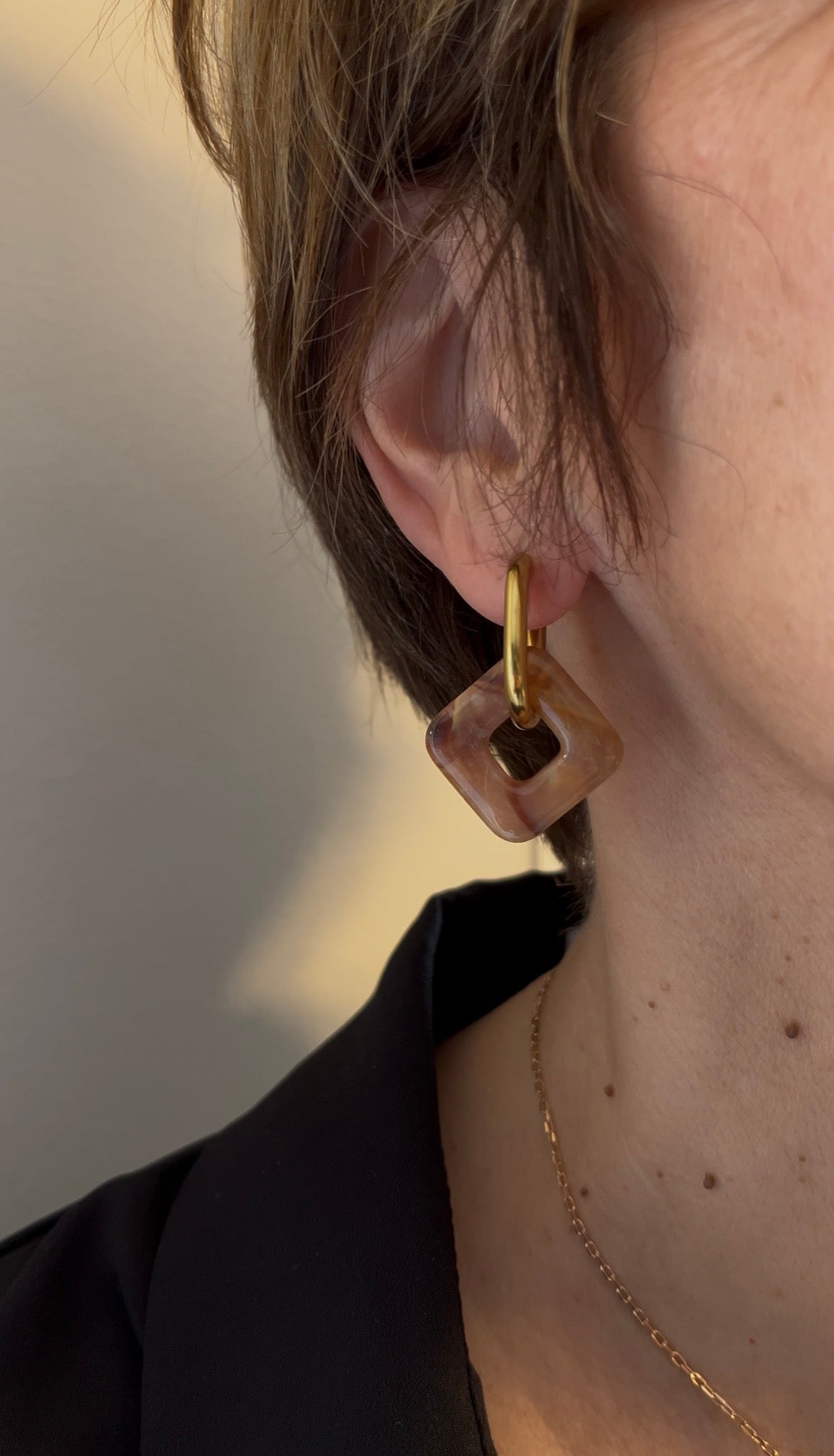 Pampilles carrés - Marron effet pierre