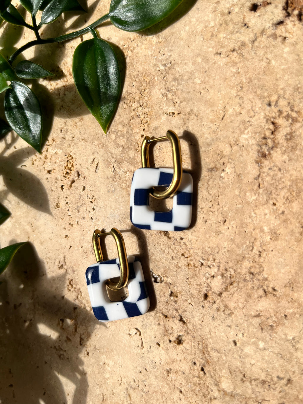 Pampilles carrées - Carreaux blanc & bleu