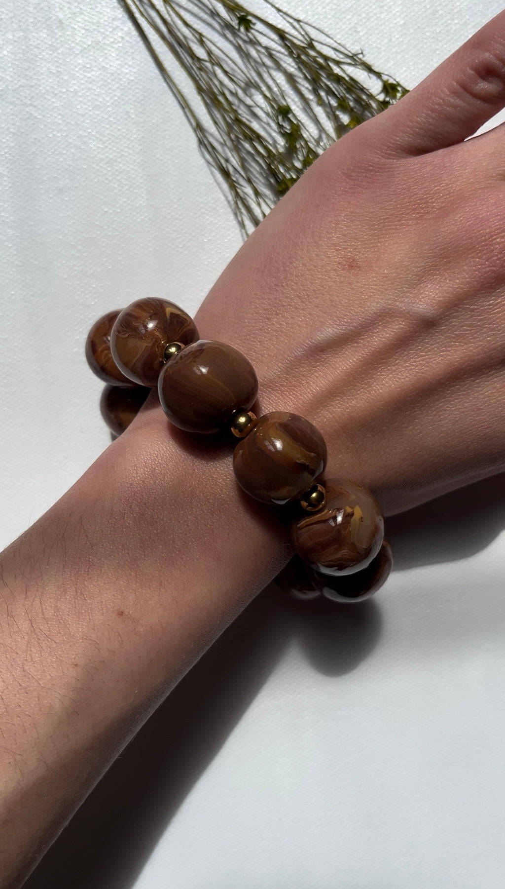 Bracelet perles - Marron reflets