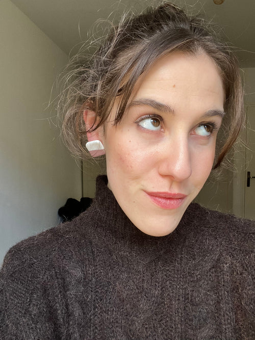 Boucles d’oreilles carrées - Blanc & rose