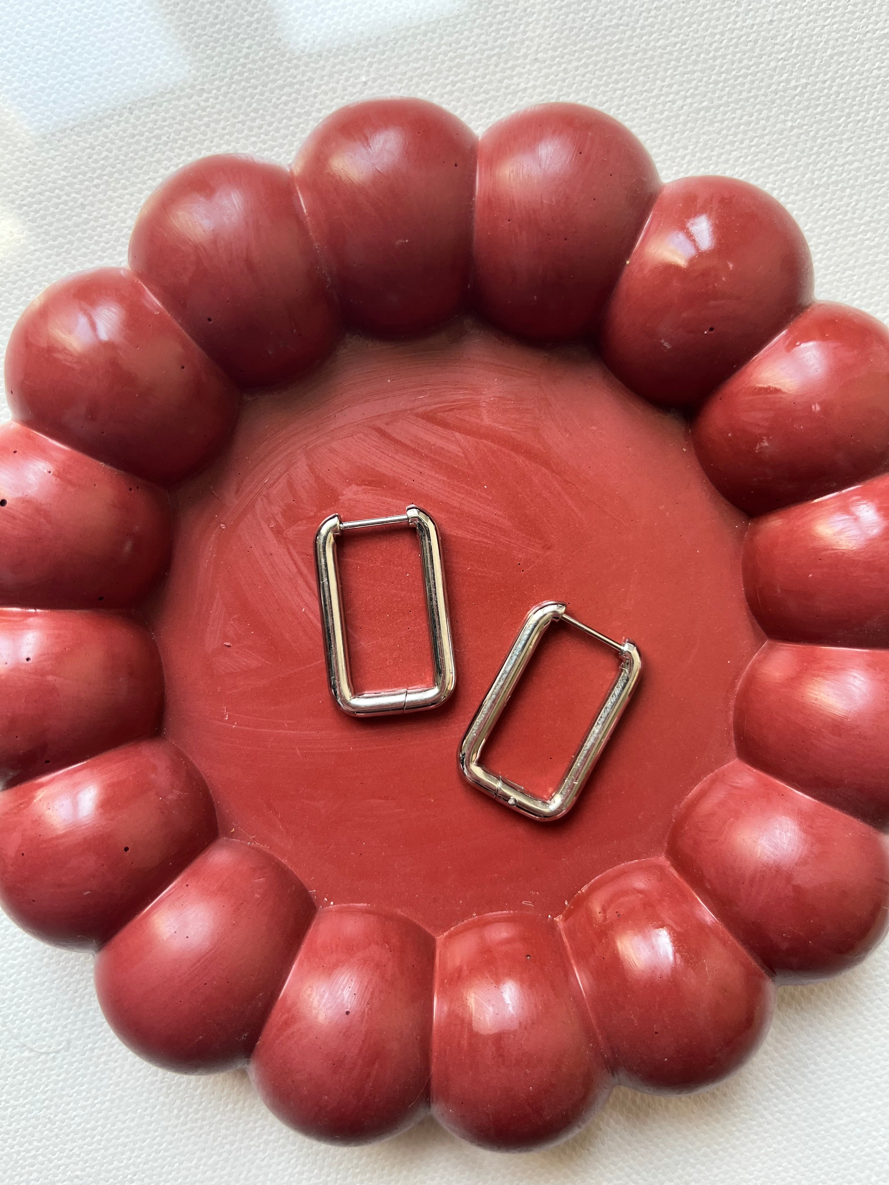 Créoles argent rectangle droit