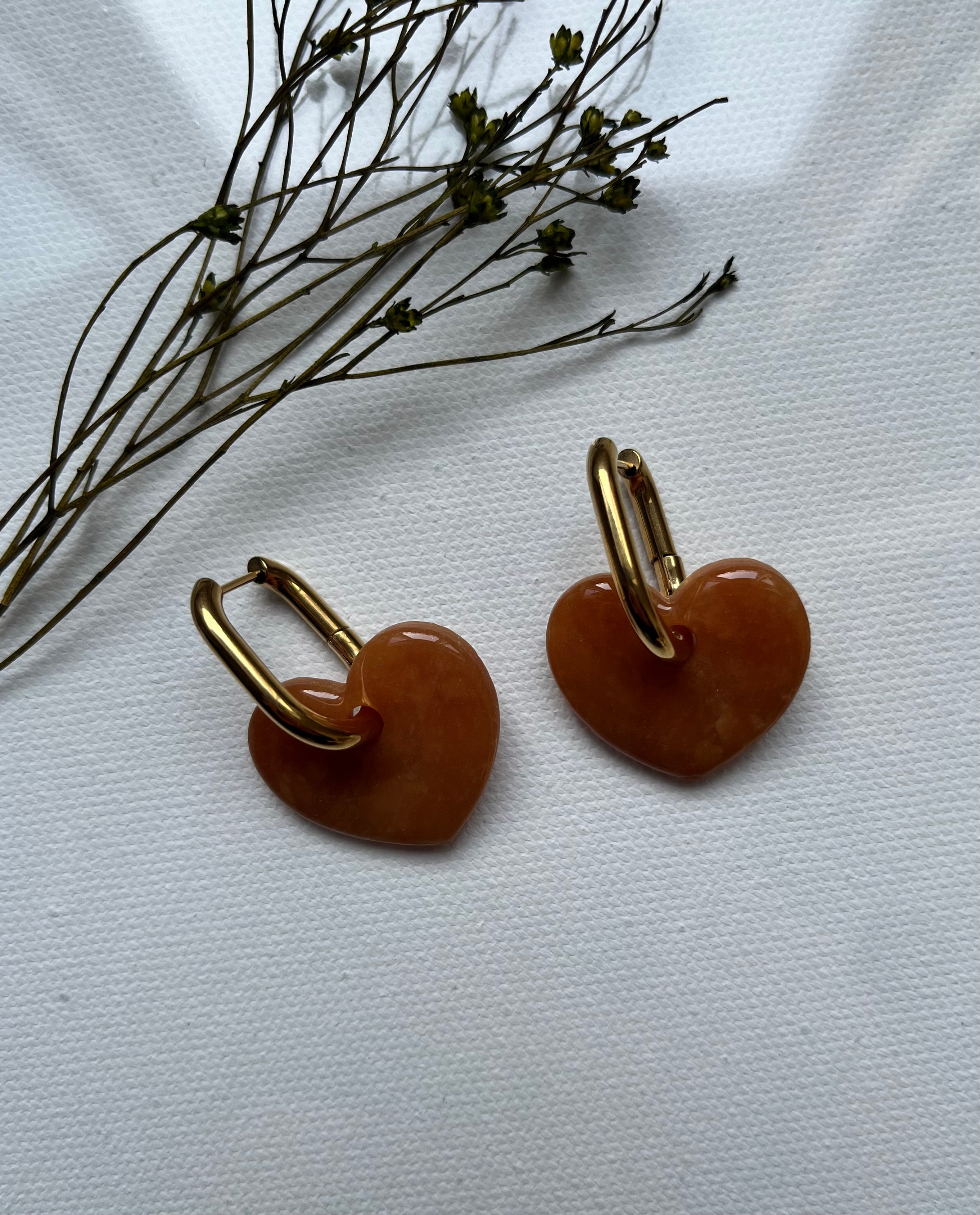 Pampilles cœurs marron reflets