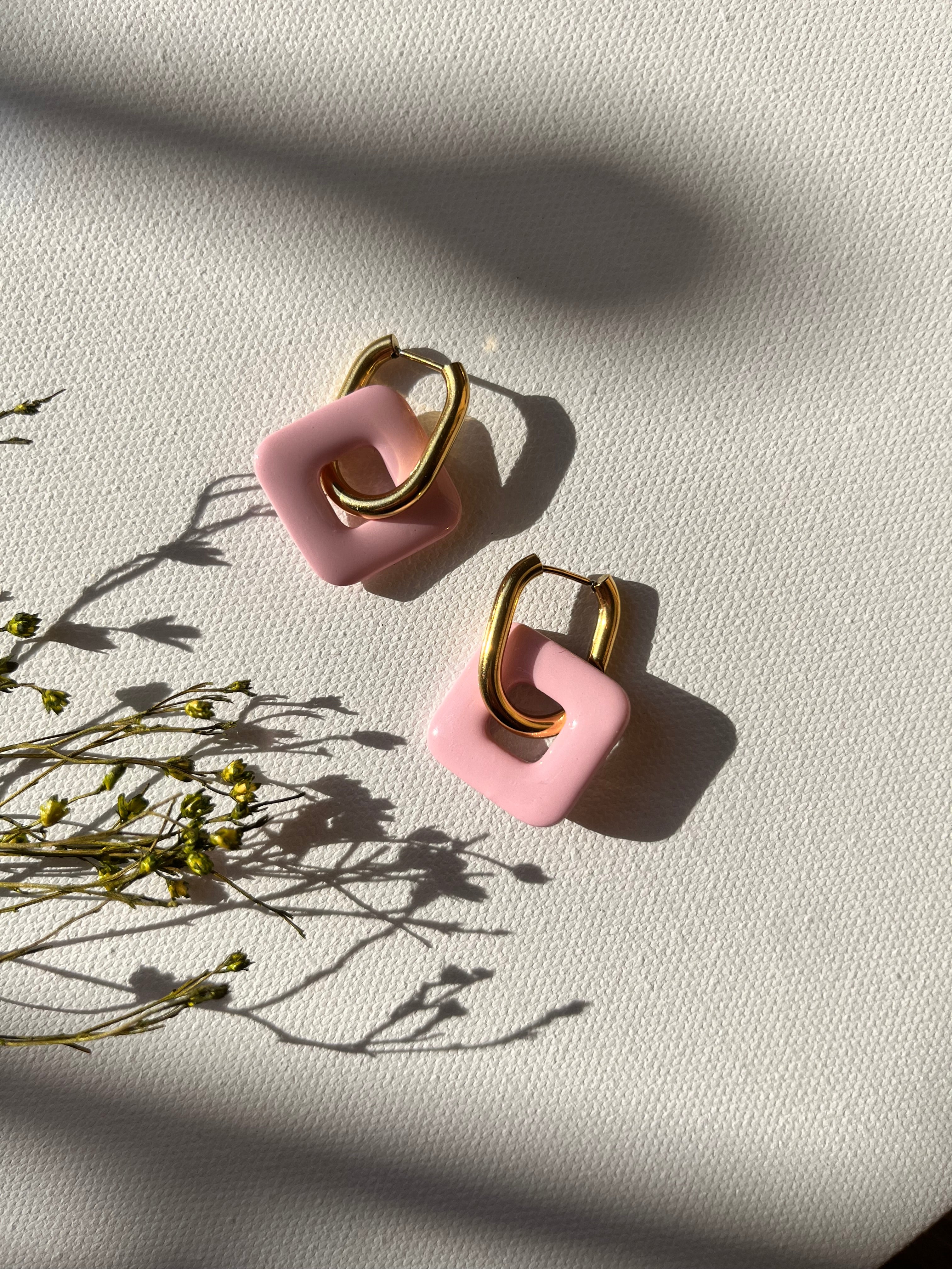 Pampilles carrées - Rose