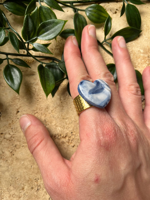 Bague cœur bleu