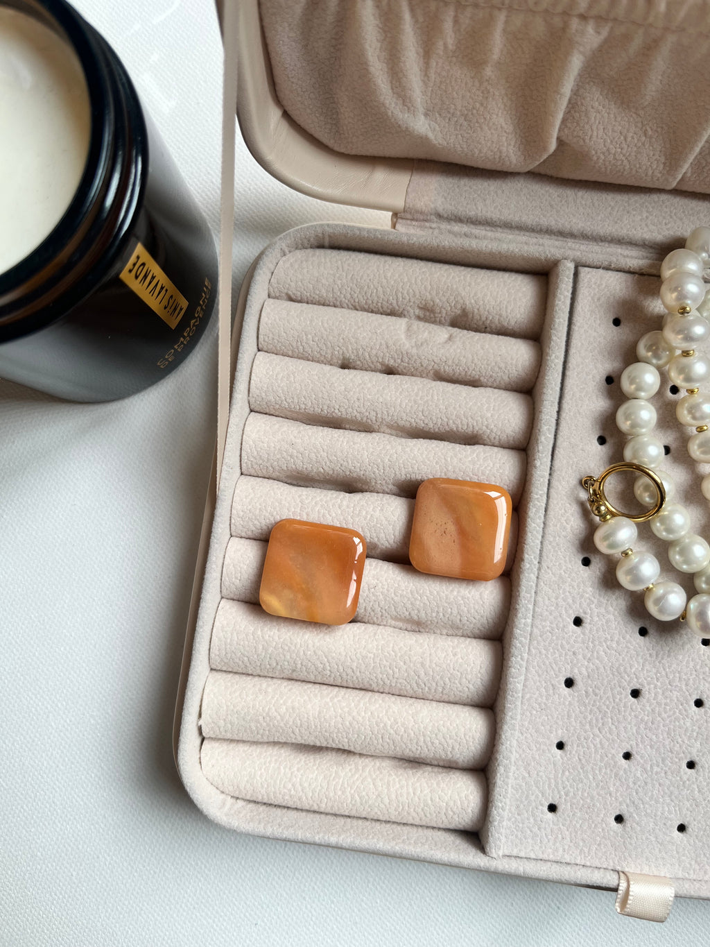 Boucles d’oreilles carrées - Marron dégradé