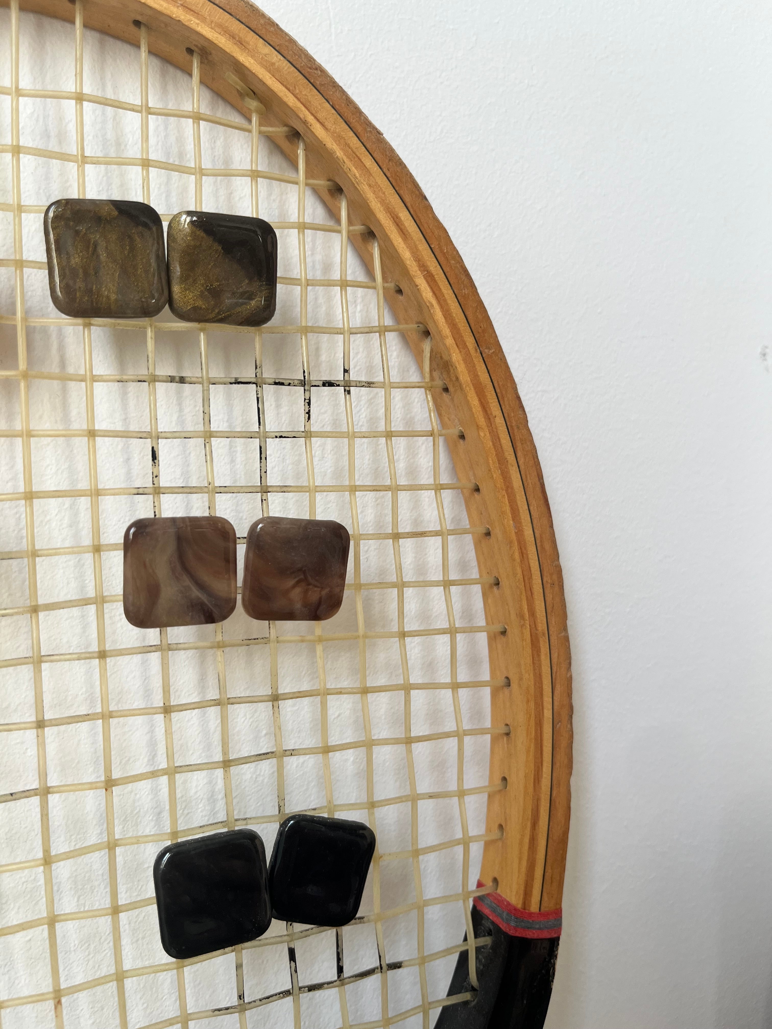 Boucles d’oreilles carrées - Effet pierre grise