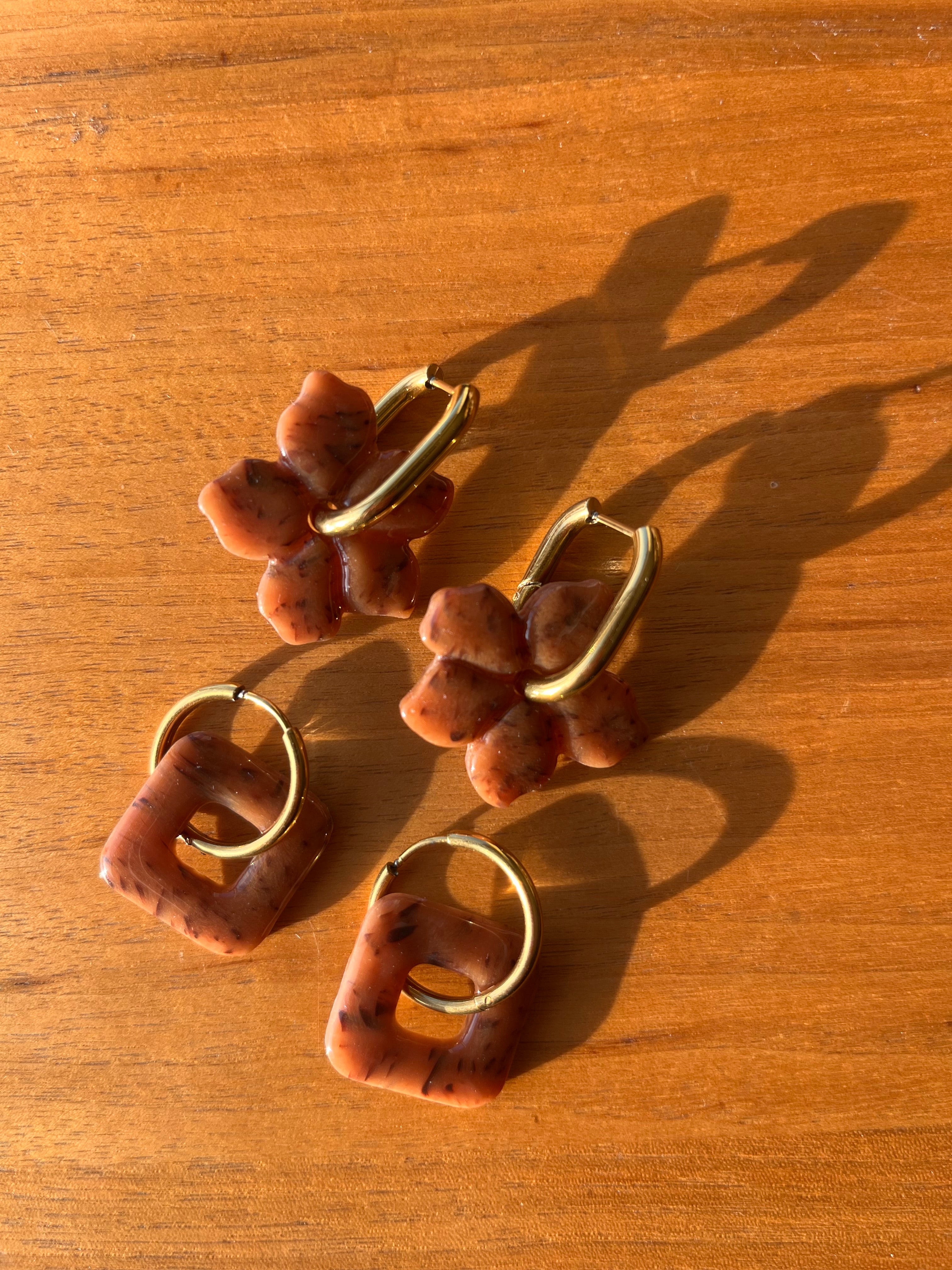 Pampille fleurs - Marron moucheté noir