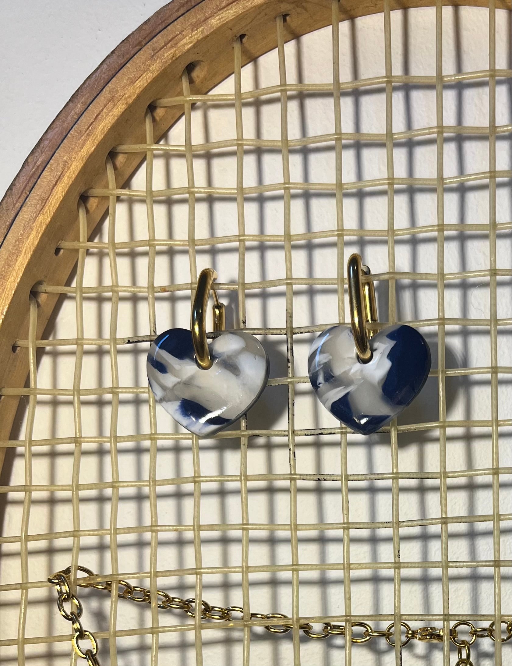 Pampilles cœurs bleu & blanc