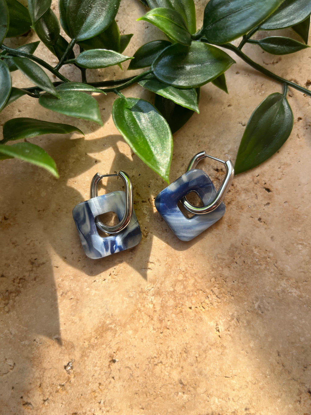 Pampilles carrées - Bleu & Blanc
