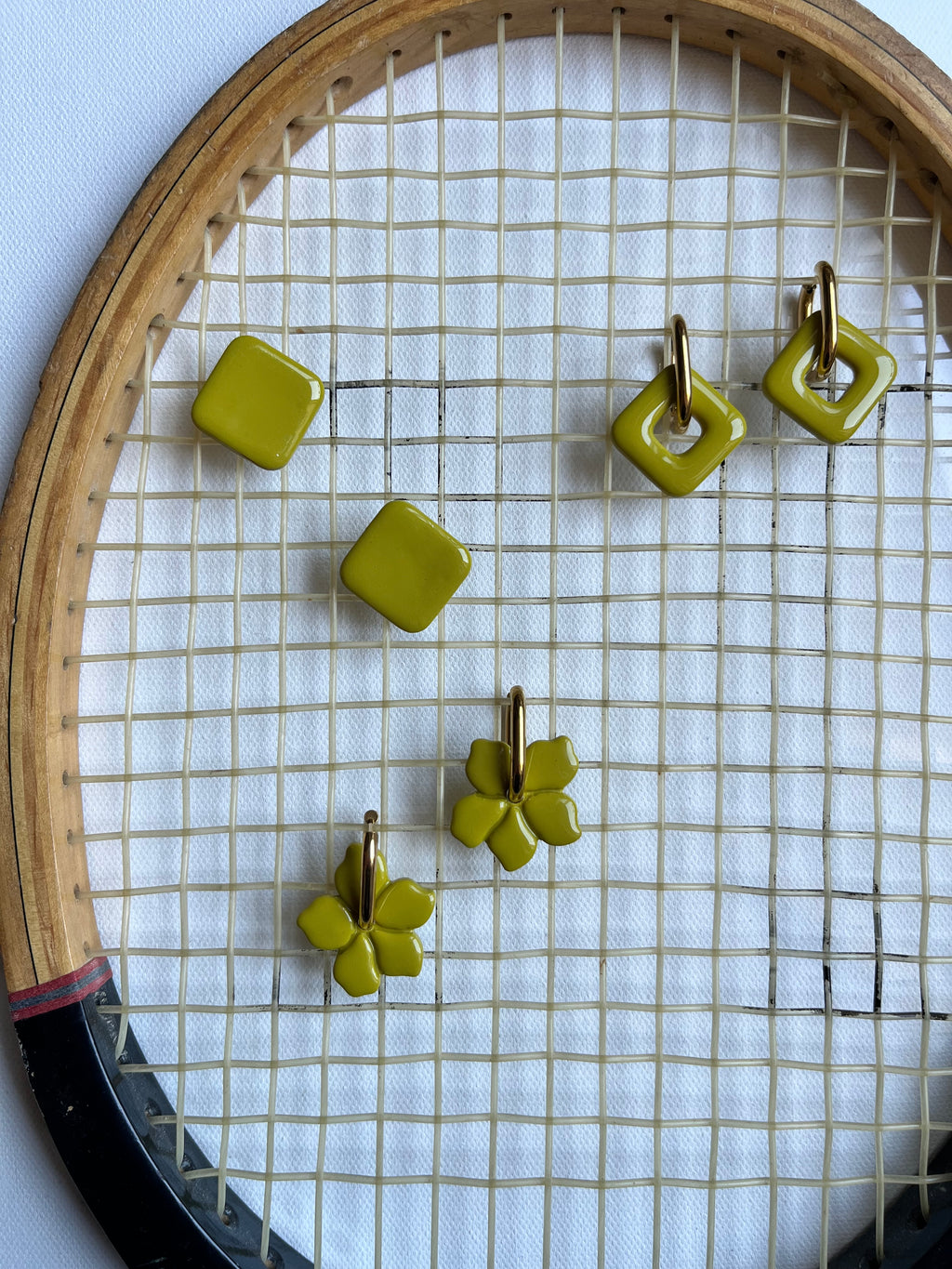 Boucles d’oreilles carrées - Vert olive