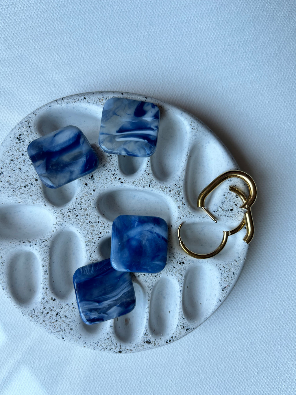 Boucles d’oreilles carrées - Bleu & Blanc