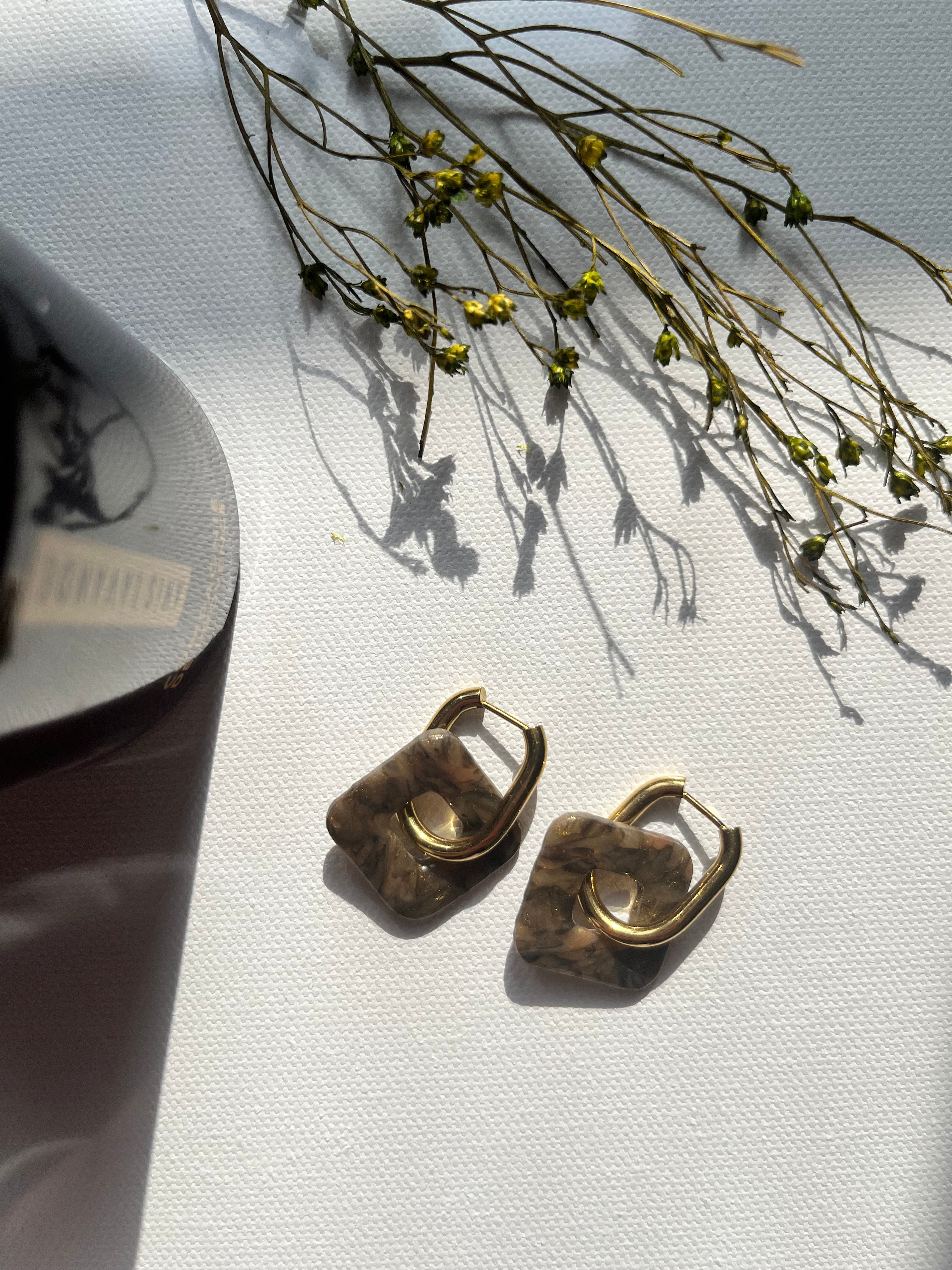 Pampilles carrées - Noir & or