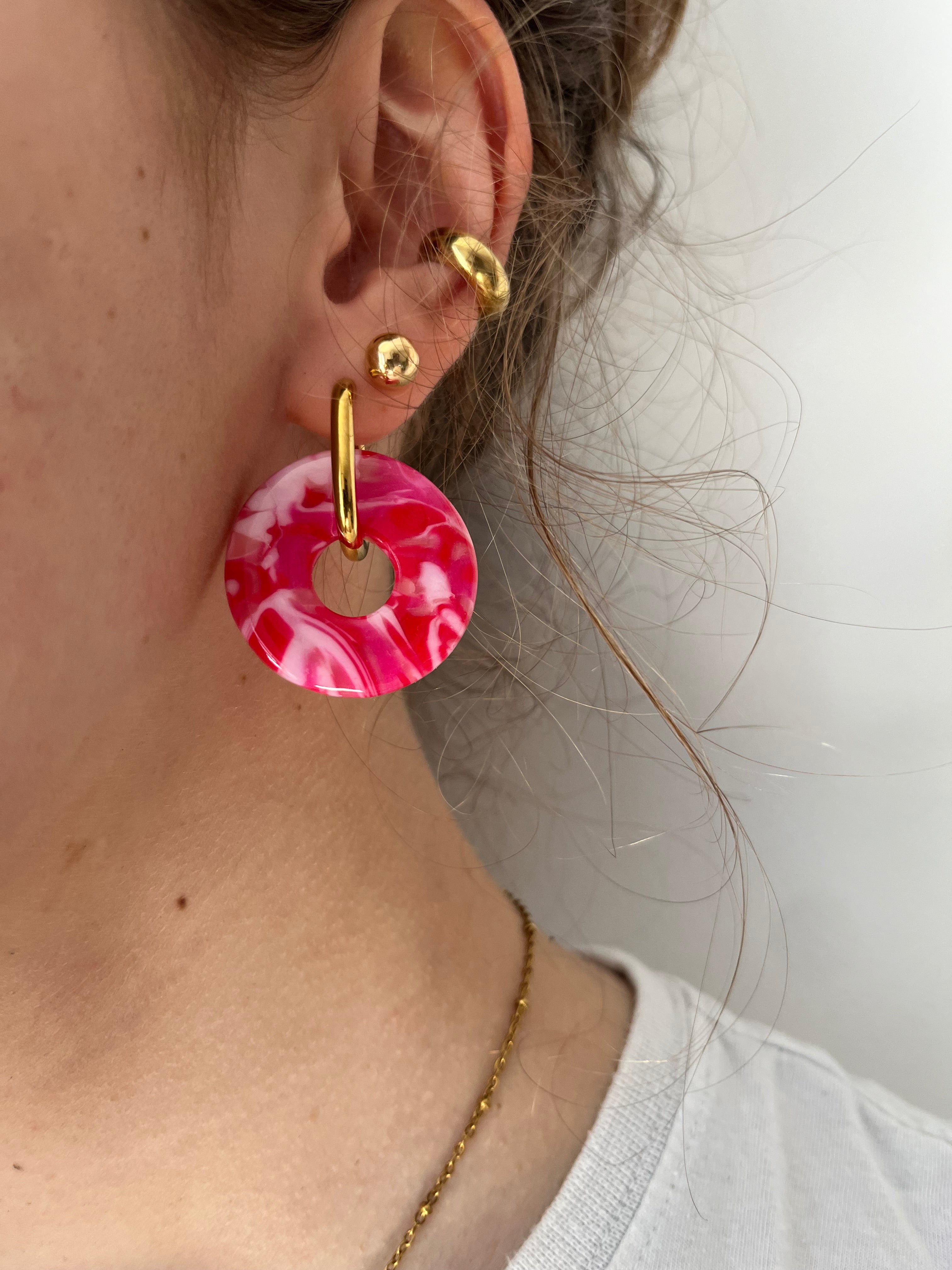 Pampilles donuts - Rose effets rayures