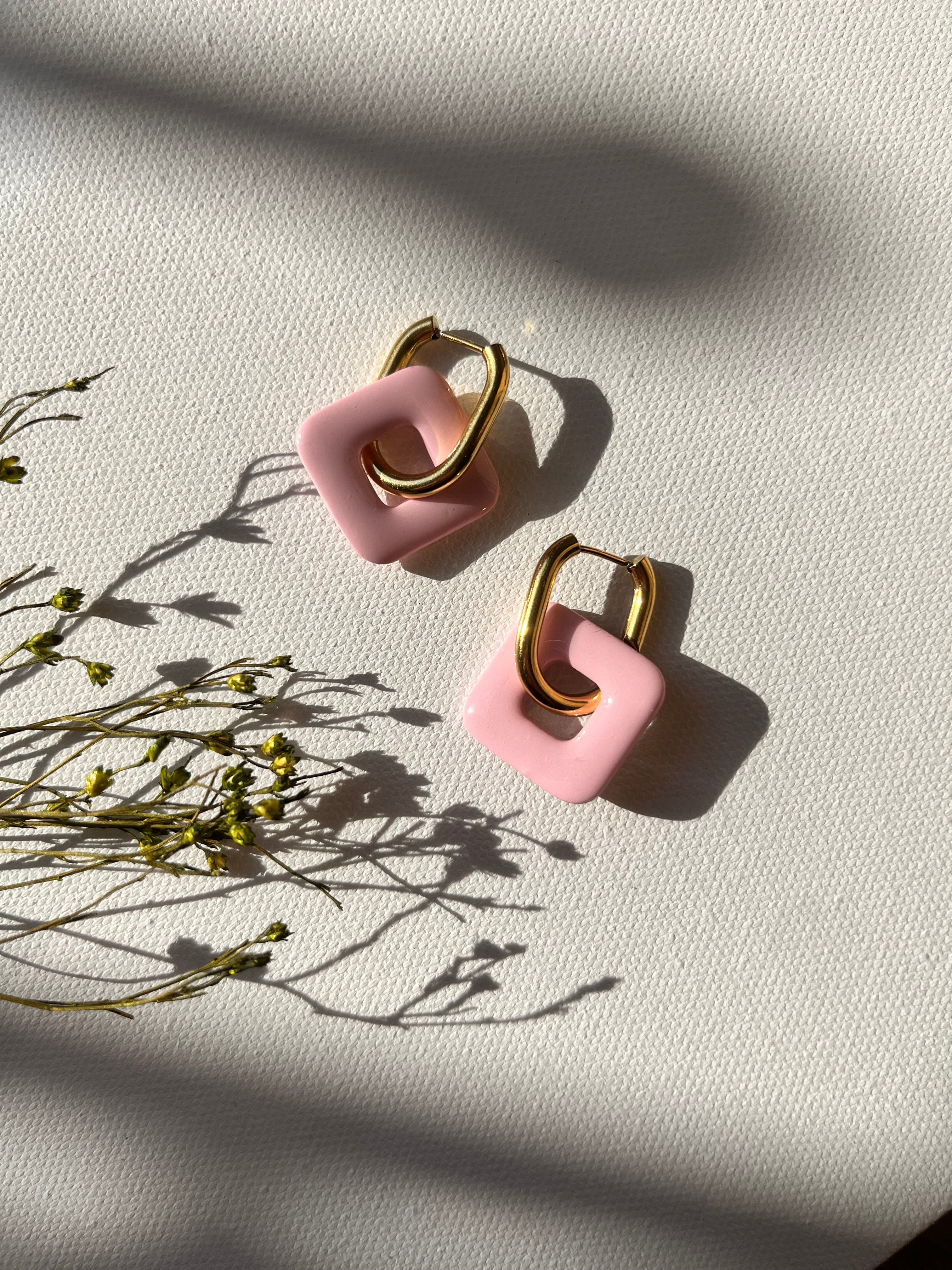 Pampilles carrées - Rose