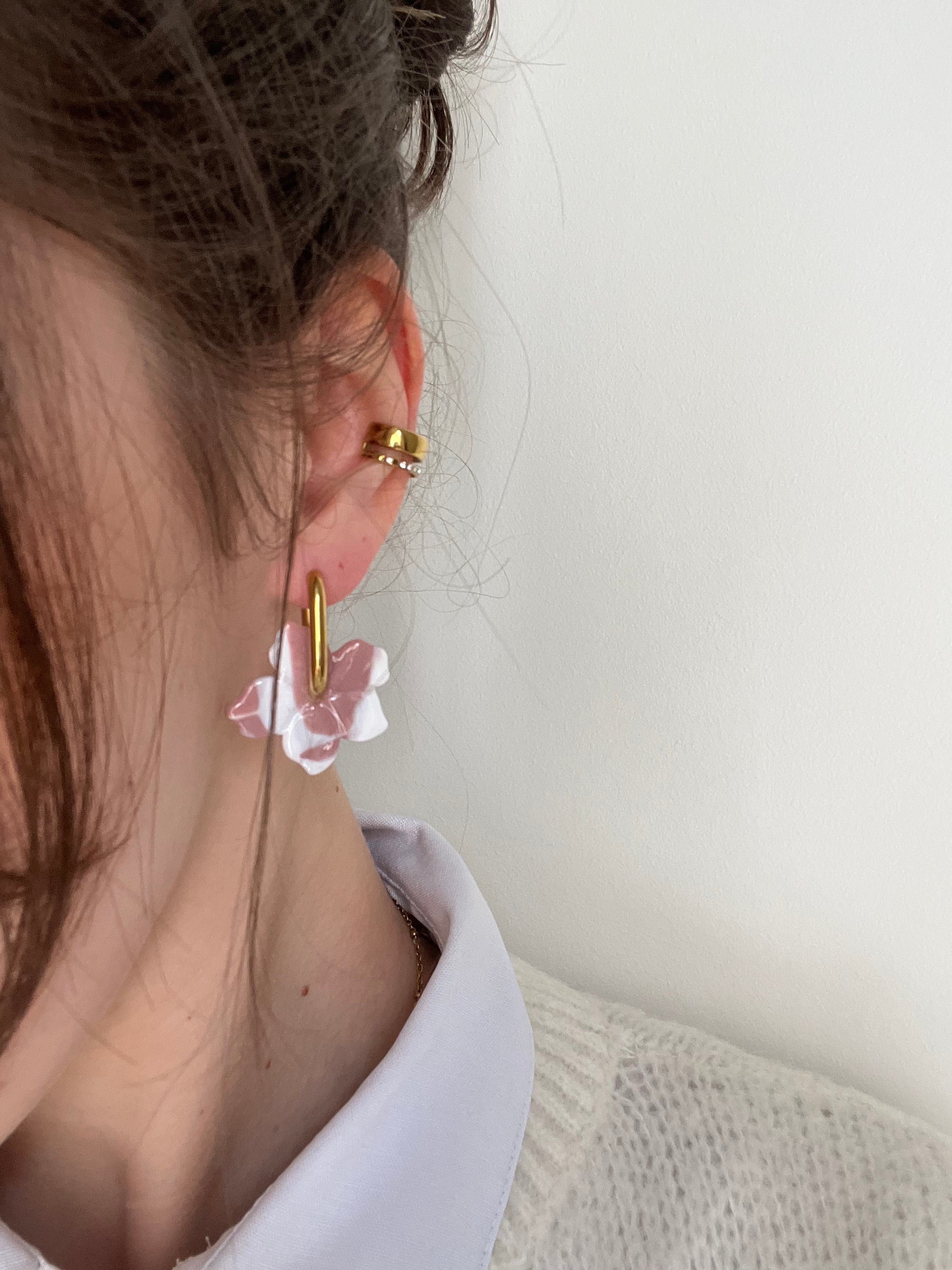 Pampilles fleurs - Blanc & rose