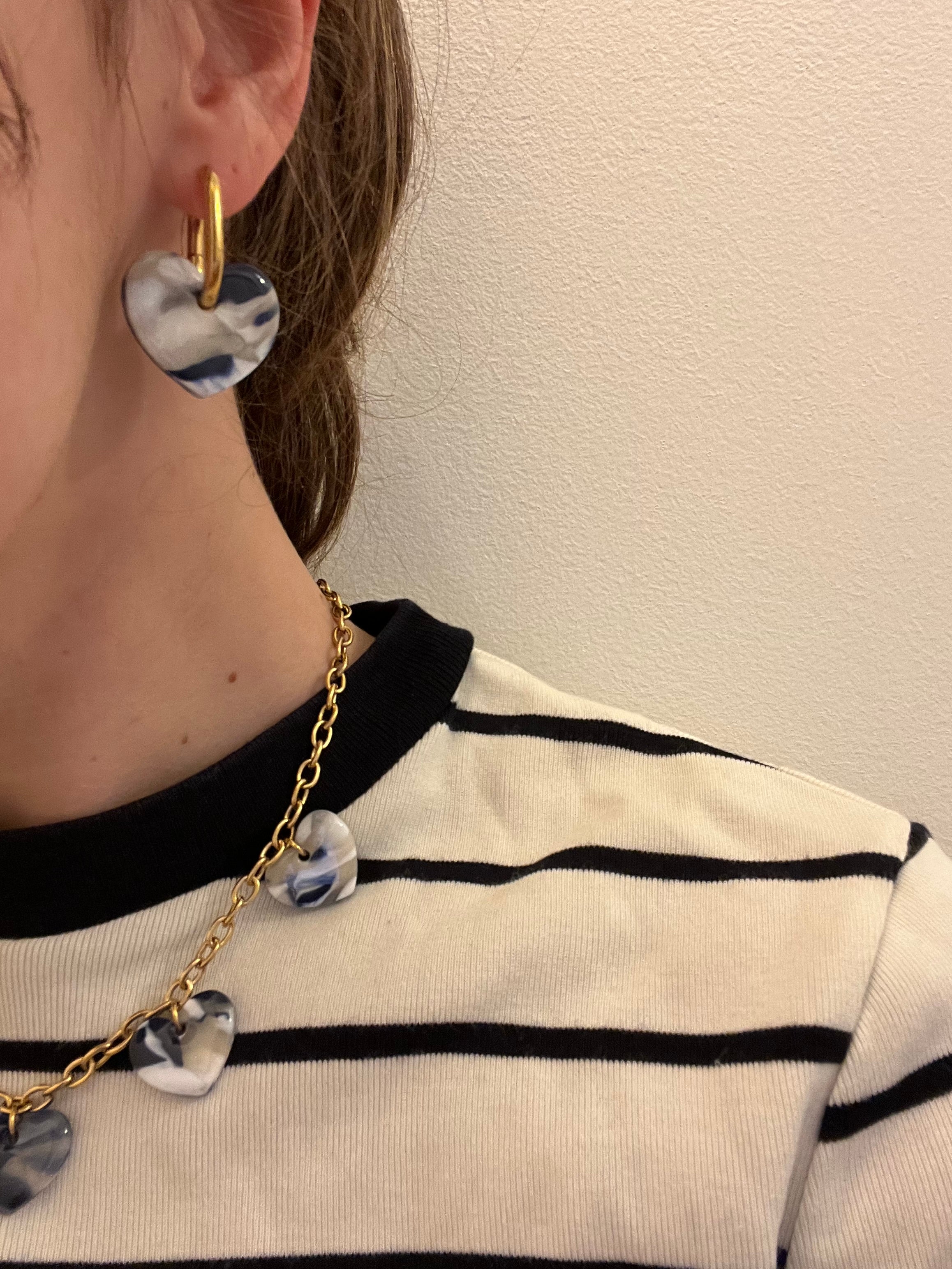 Pampilles cœurs bleu & blanc